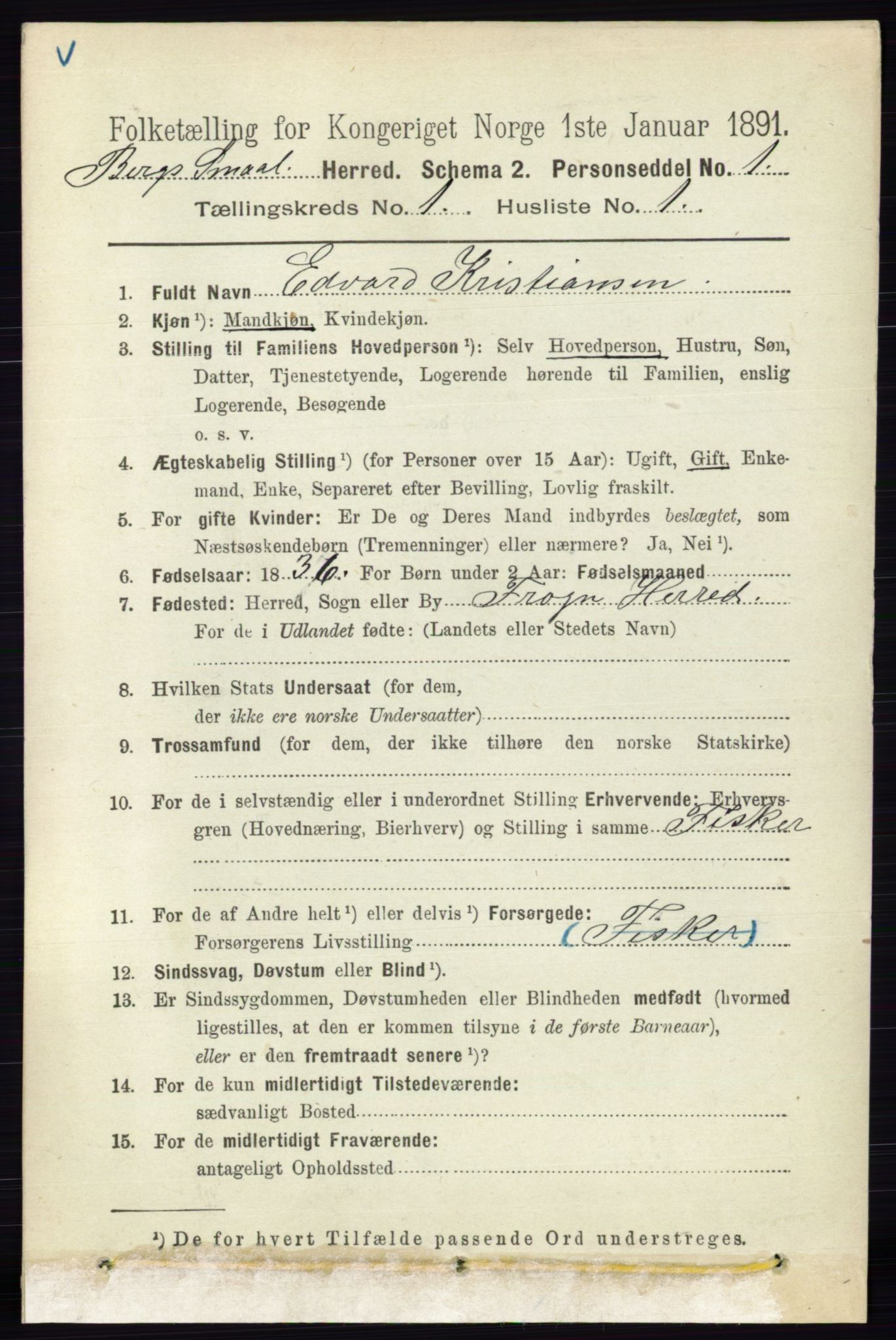 RA, 1891 census for 0116 Berg, 1891, p. 158