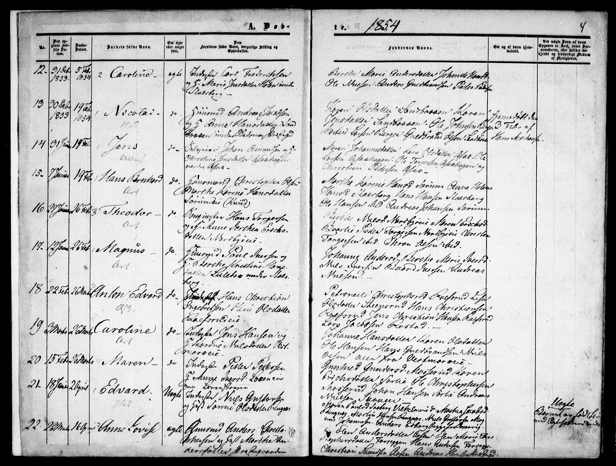 Skedsmo prestekontor Kirkebøker, SAO/A-10033a/F/Fa/L0010: Parish register (official) no. I 10, 1854-1865, p. 4