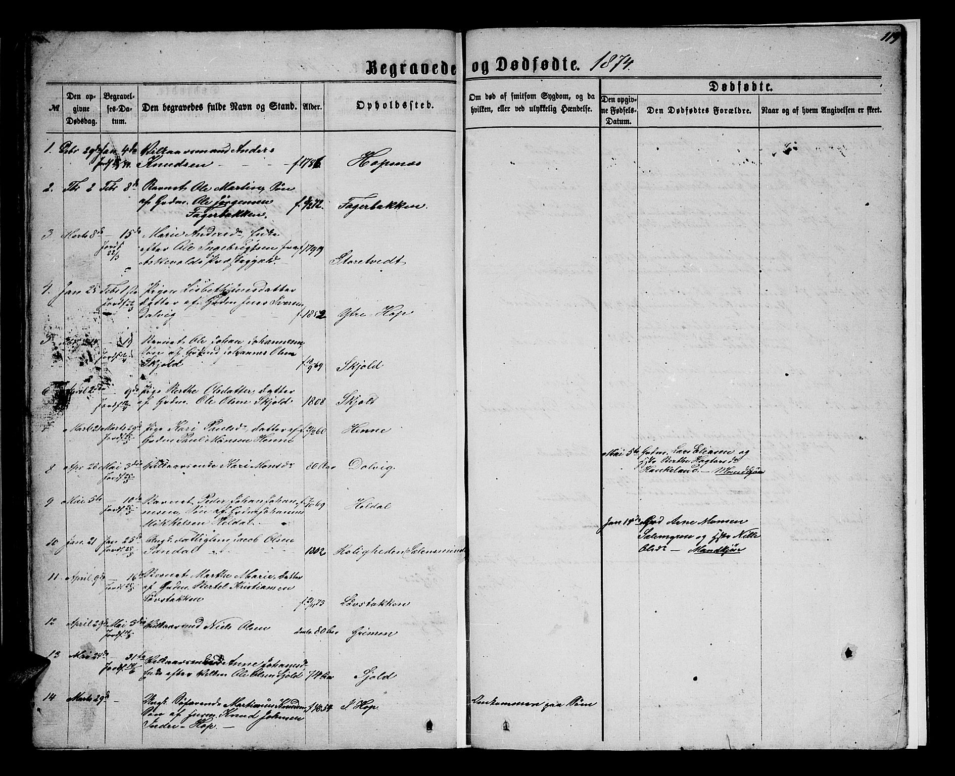 Birkeland Sokneprestembete, SAB/A-74601/H/Hab: Parish register (copy) no. A 2, 1863-1876, p. 119