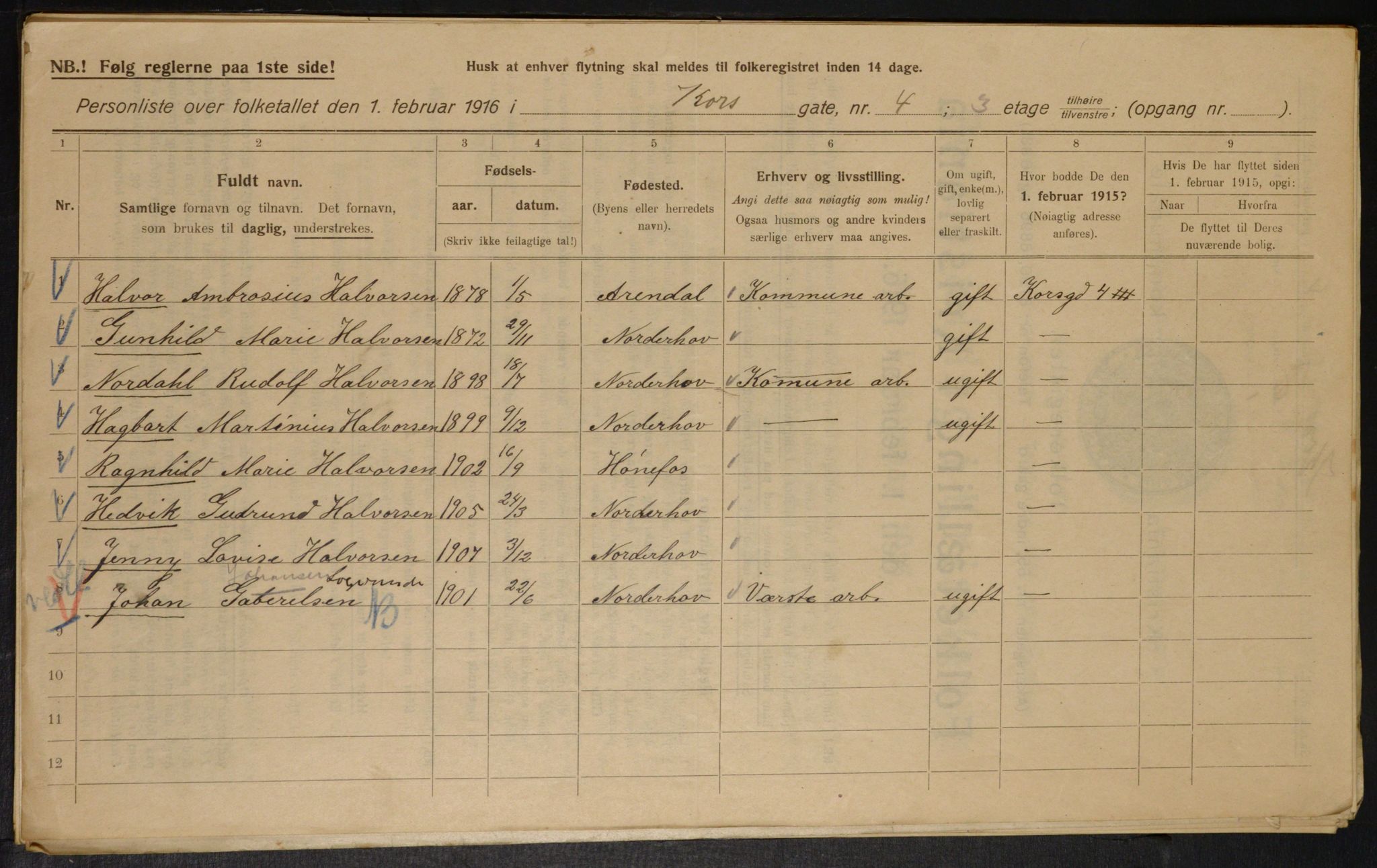 OBA, Municipal Census 1916 for Kristiania, 1916, p. 54576