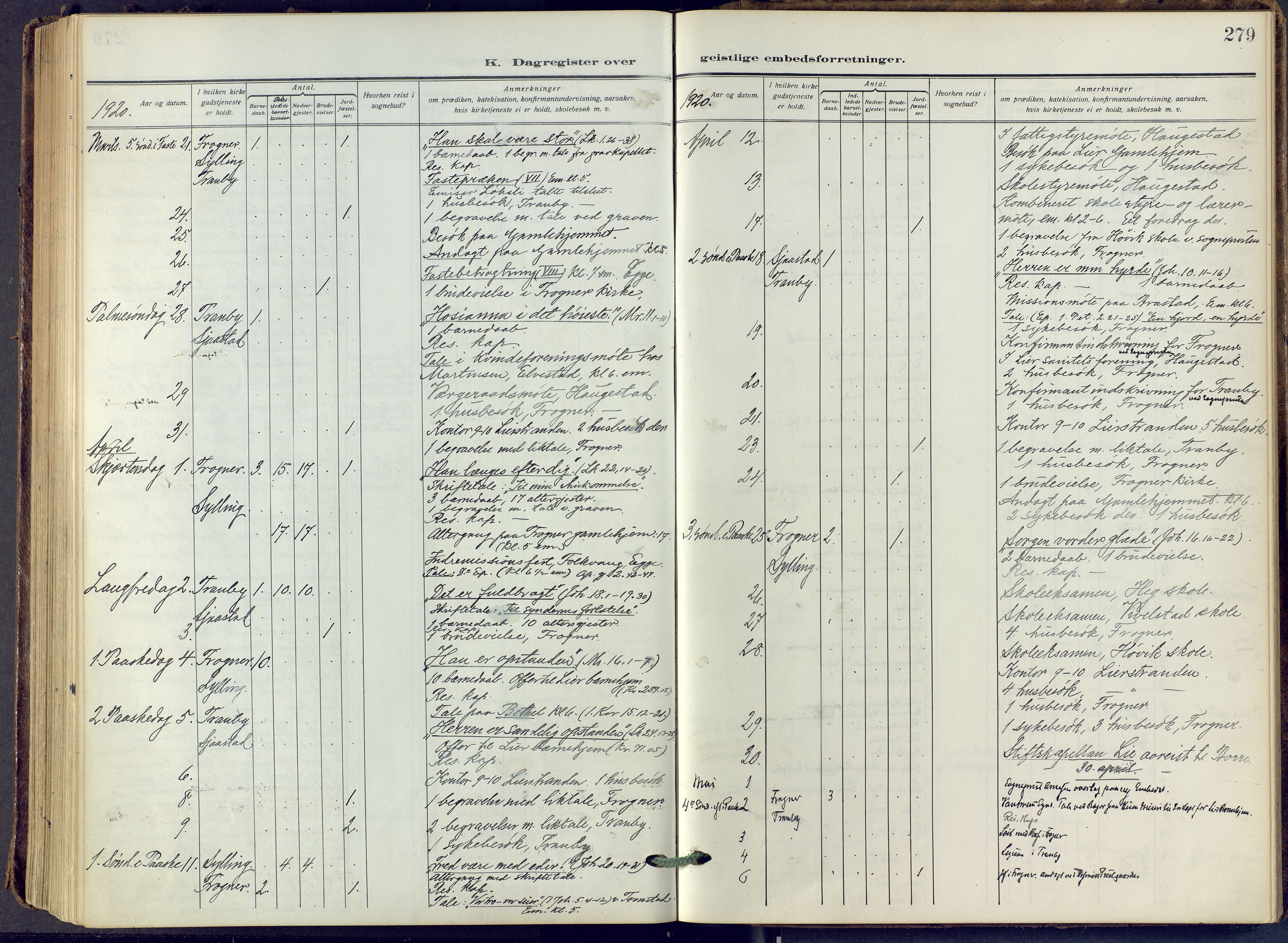 Lier kirkebøker, AV/SAKO-A-230/F/Fa/L0019: Parish register (official) no. I 19, 1918-1928, p. 279