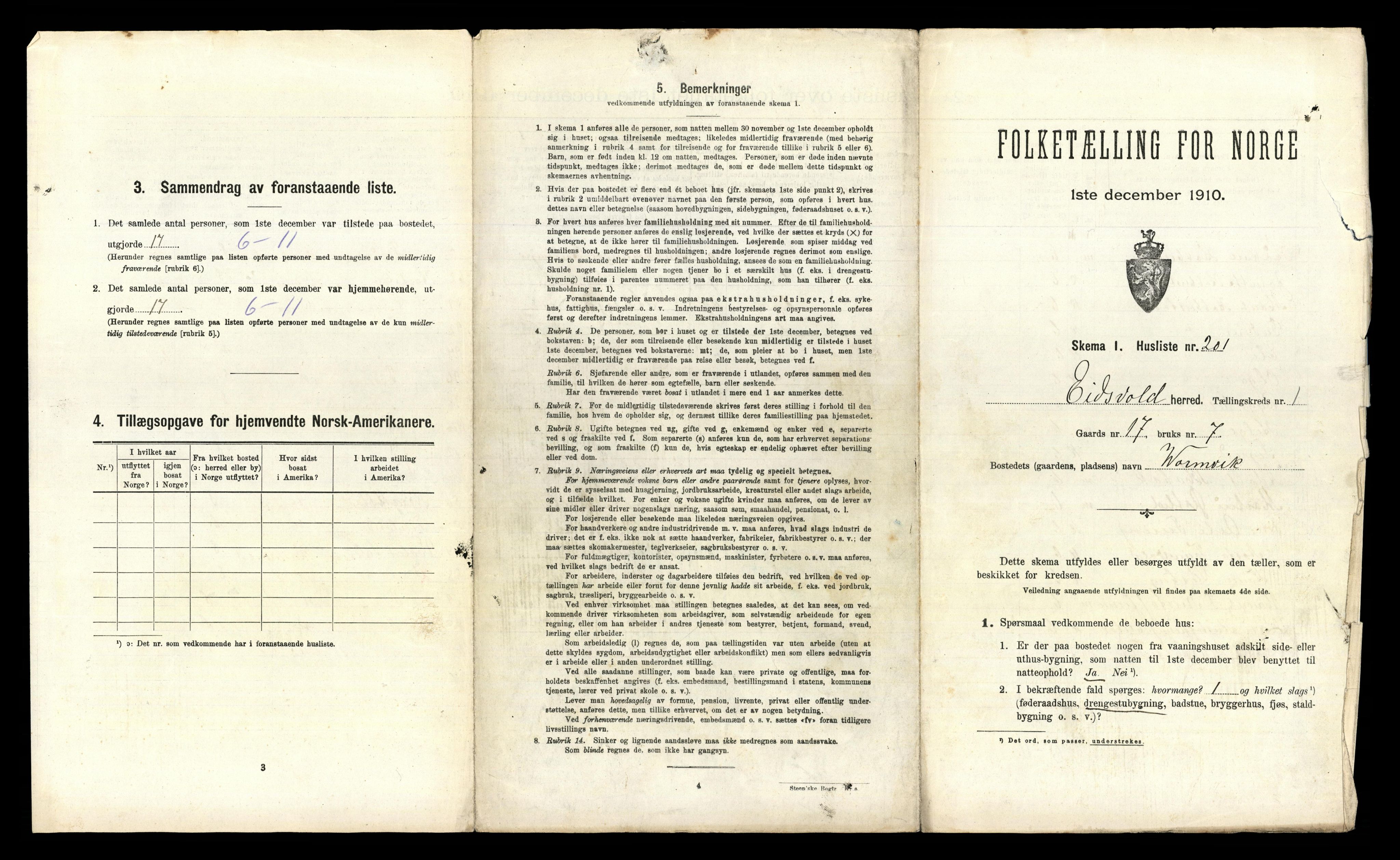 RA, 1910 census for Eidsvoll, 1910, p. 482