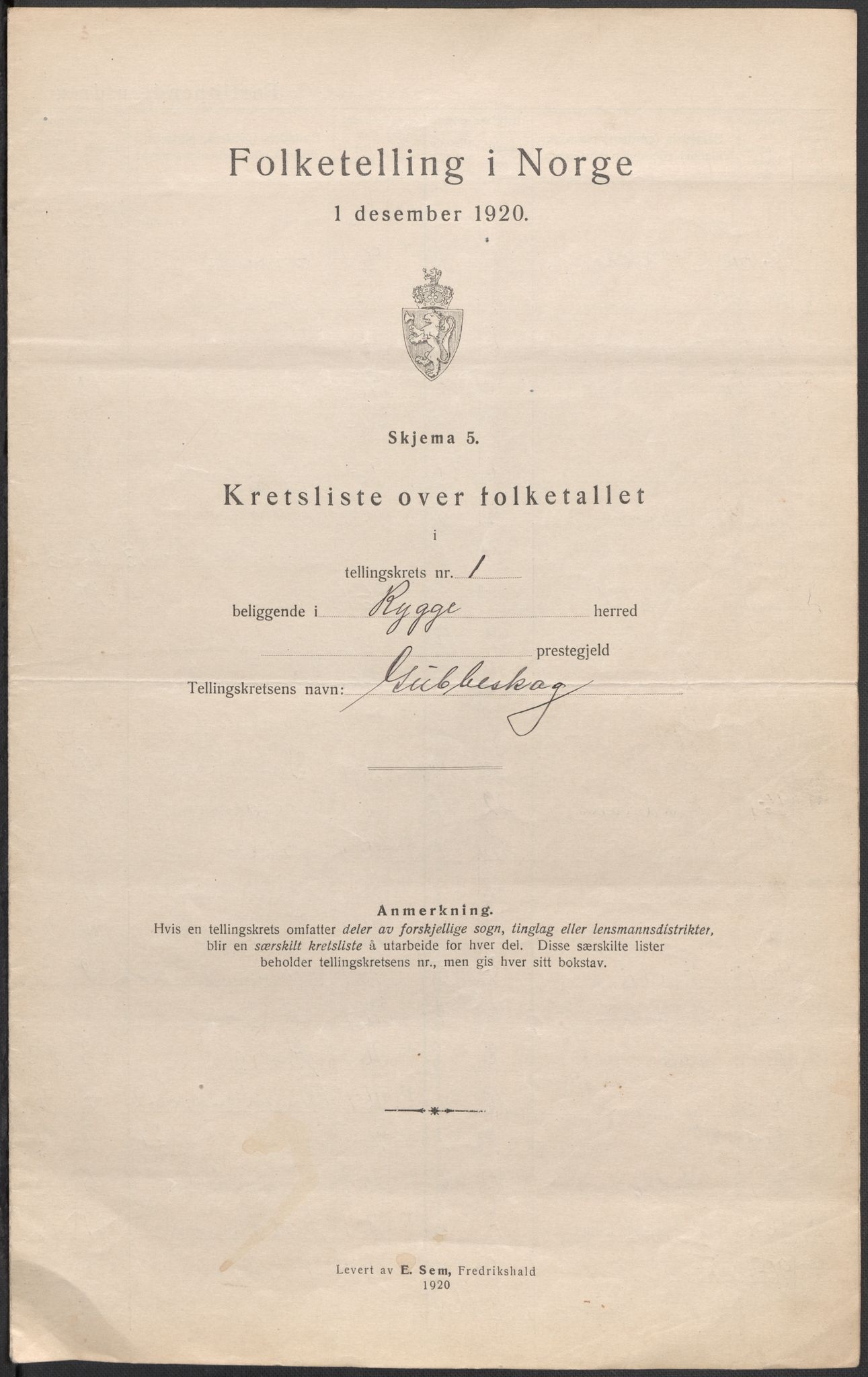 SAO, 1920 census for Rygge, 1920, p. 9