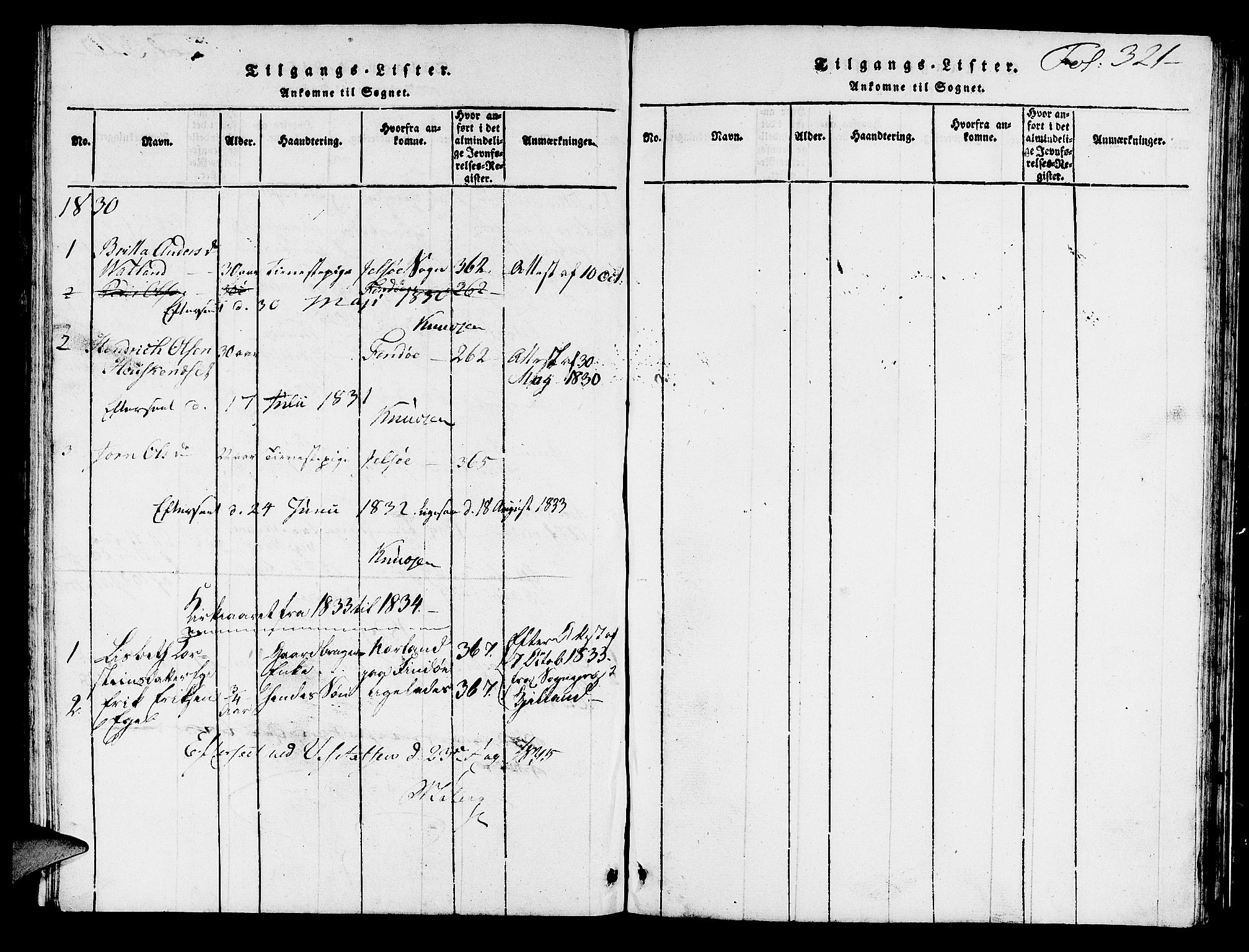 Hjelmeland sokneprestkontor, AV/SAST-A-101843/01/V/L0003: Parish register (copy) no. B 3, 1816-1841, p. 321