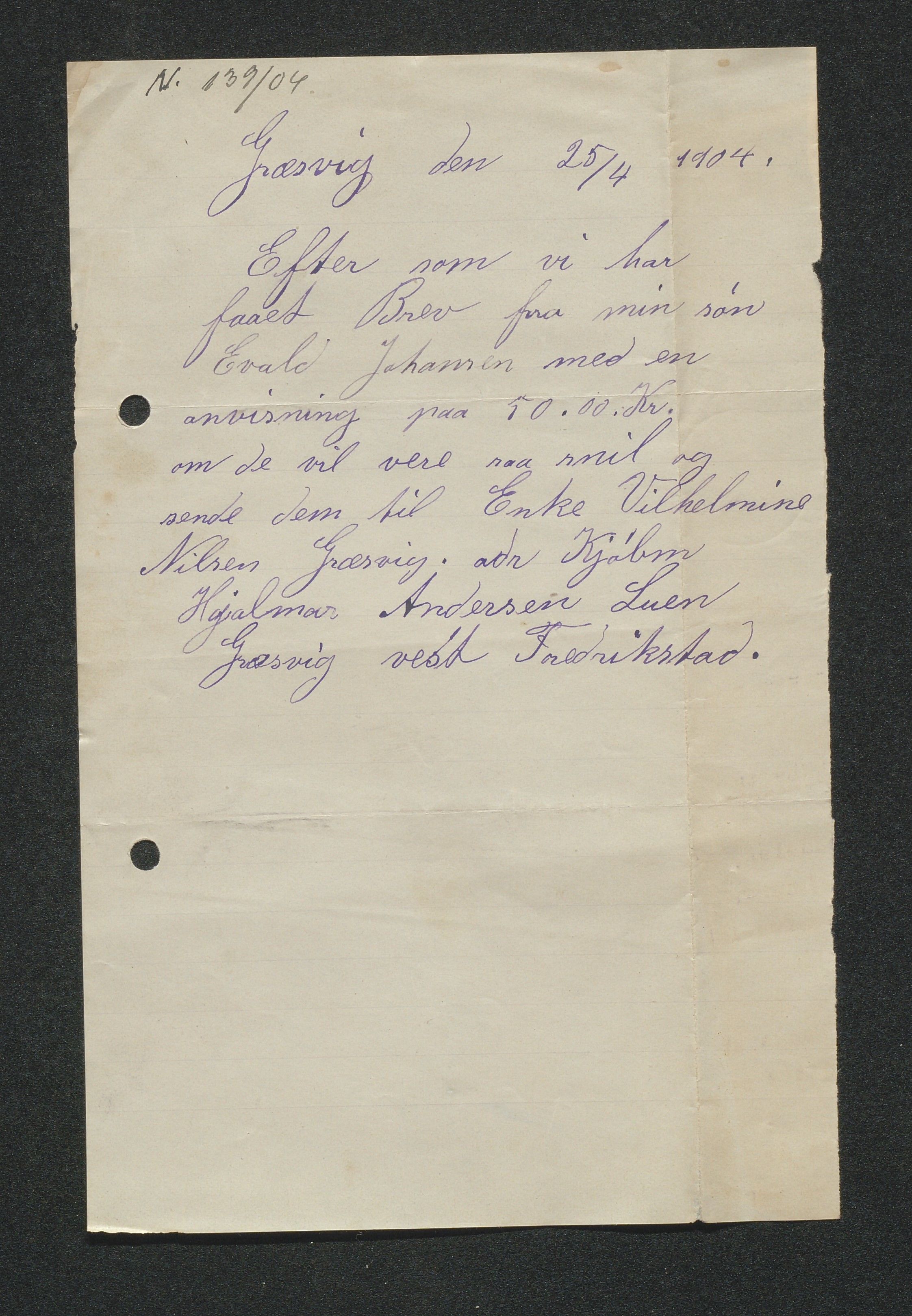 O. Terjesens rederi, AAKS/PA-2525/E/E01/L0013: Korrespondanse, 1904-1905