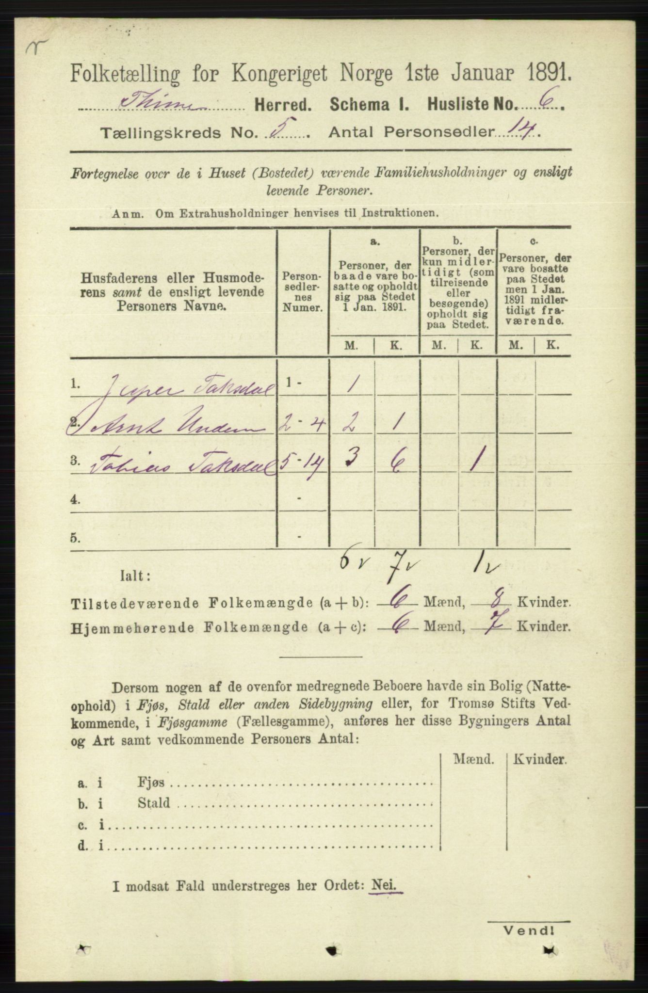 RA, 1891 census for 1121 Time, 1891, p. 1752