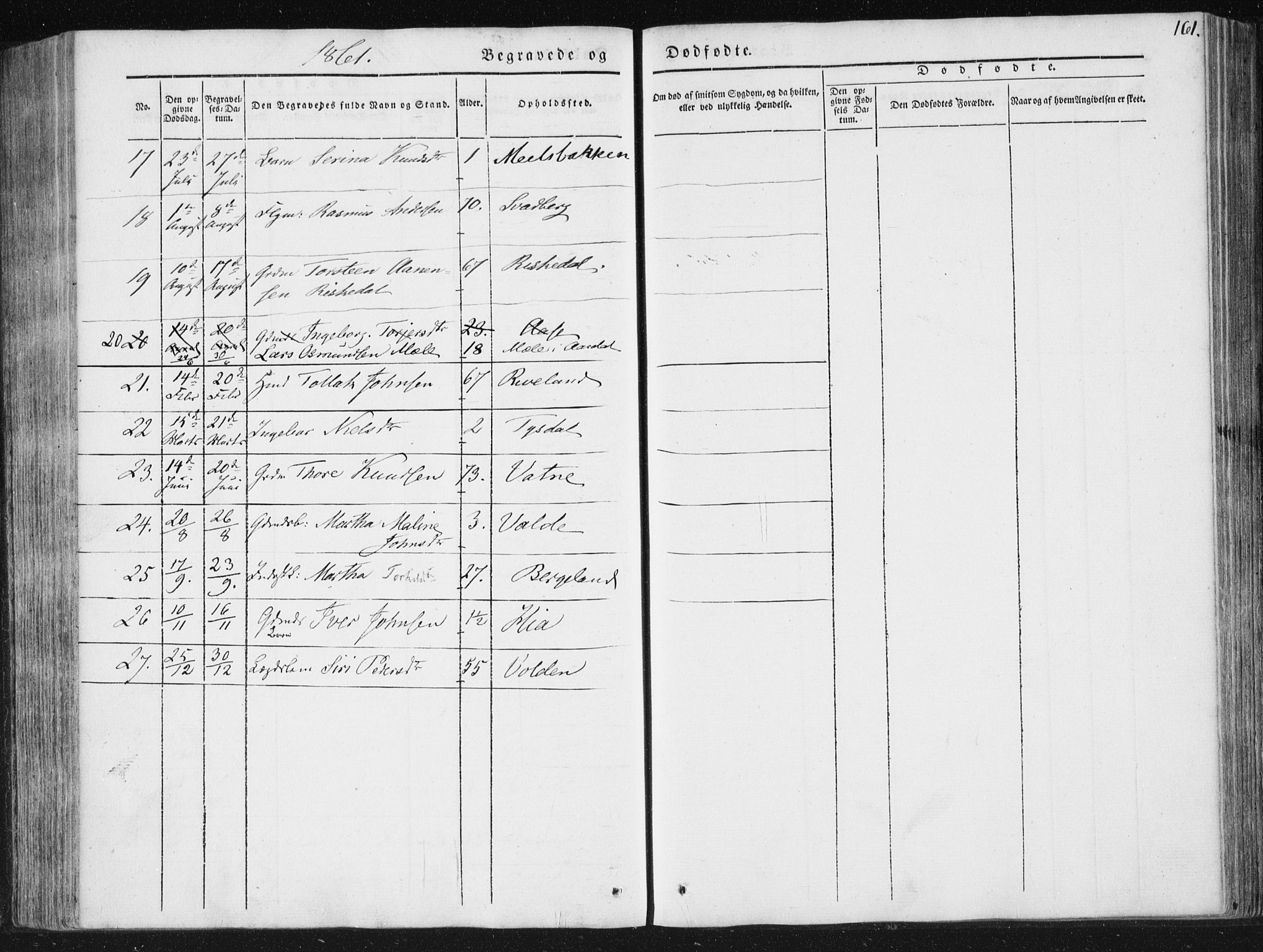 Hjelmeland sokneprestkontor, AV/SAST-A-101843/01/IV/L0008: Parish register (official) no. A 8, 1842-1861, p. 161