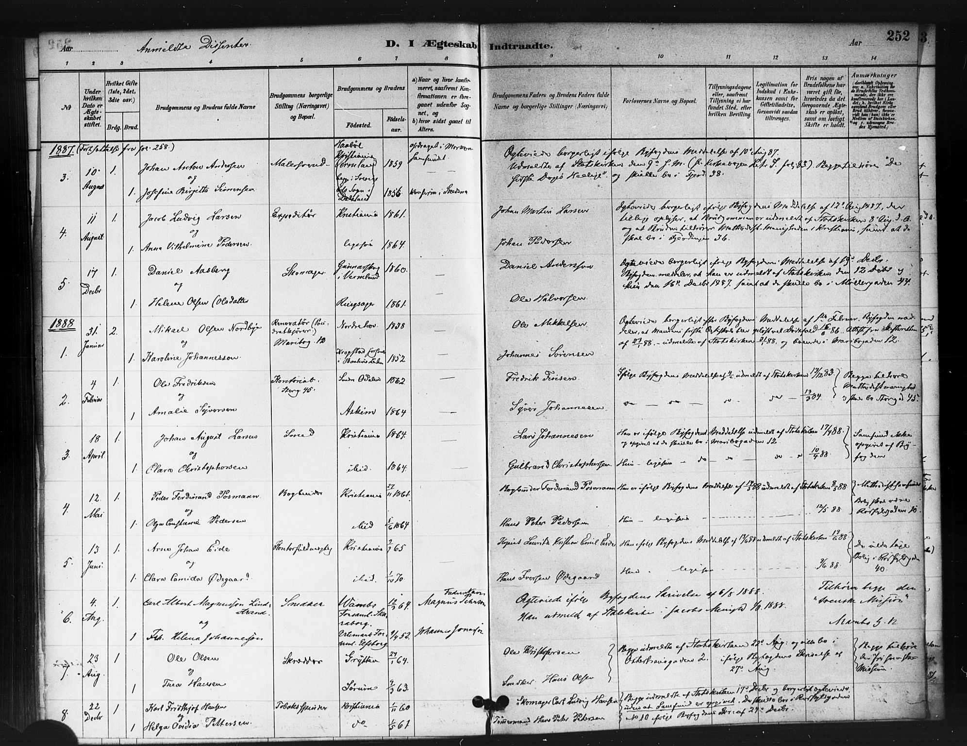 Jakob prestekontor Kirkebøker, SAO/A-10850/F/Fa/L0004: Parish register (official) no. 4, 1880-1894, p. 252