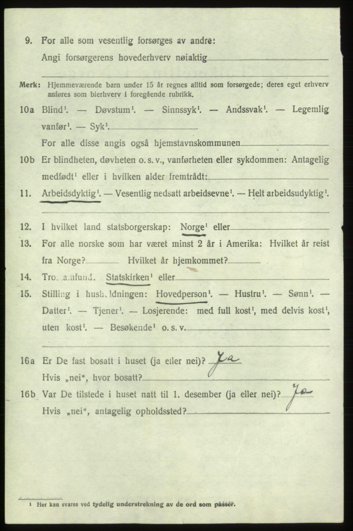 SAB, 1920 census for Tysnes, 1920, p. 4559