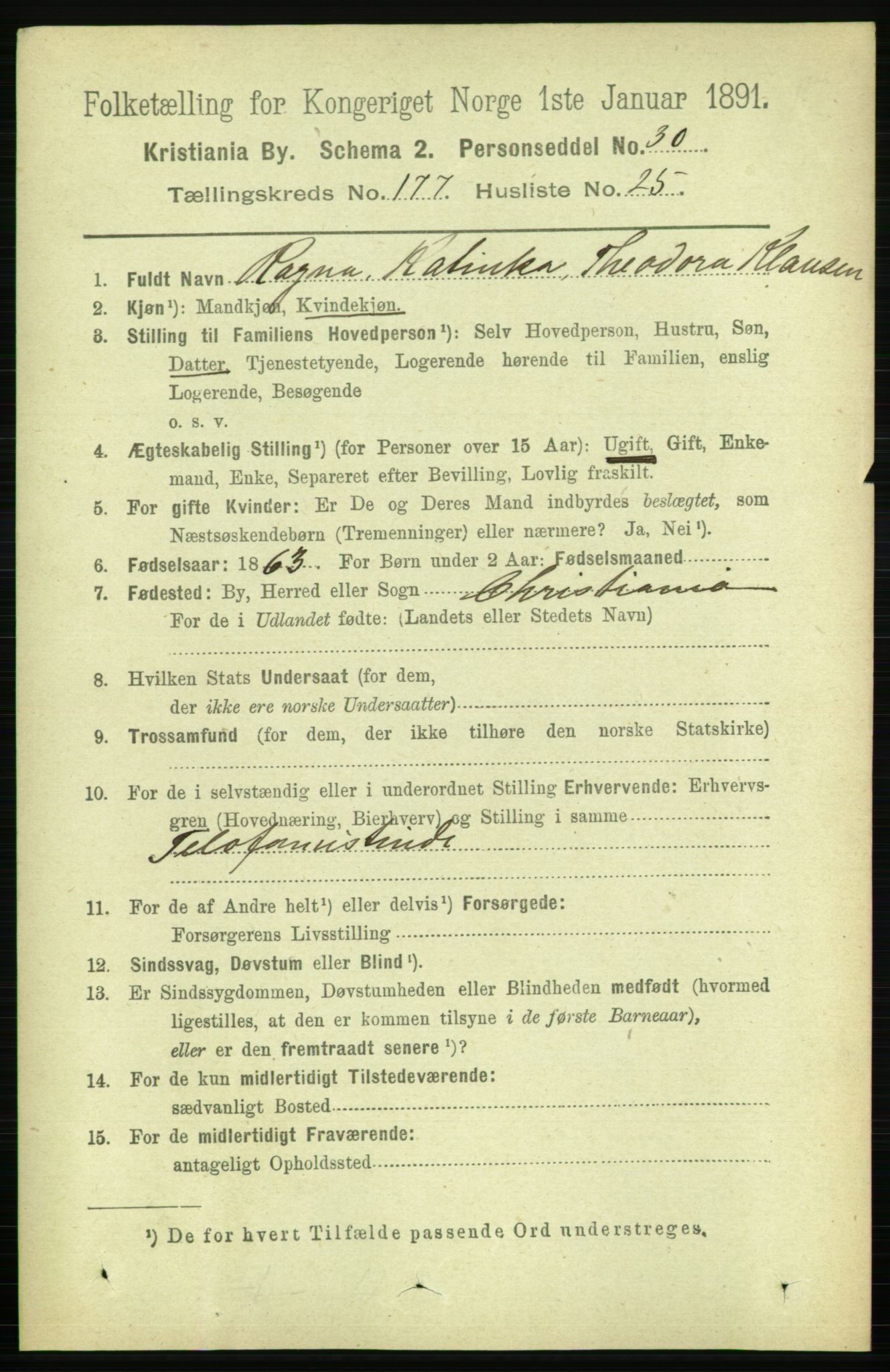 RA, 1891 census for 0301 Kristiania, 1891, p. 106928