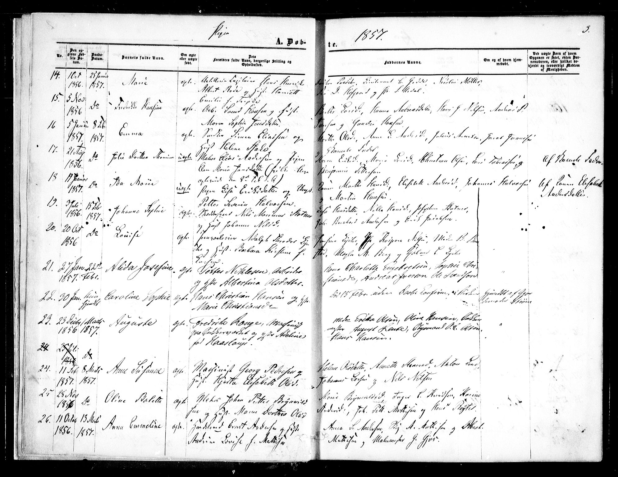 Halden prestekontor Kirkebøker, AV/SAO-A-10909/F/Fa/L0007: Parish register (official) no. I 7, 1857-1865, p. 3