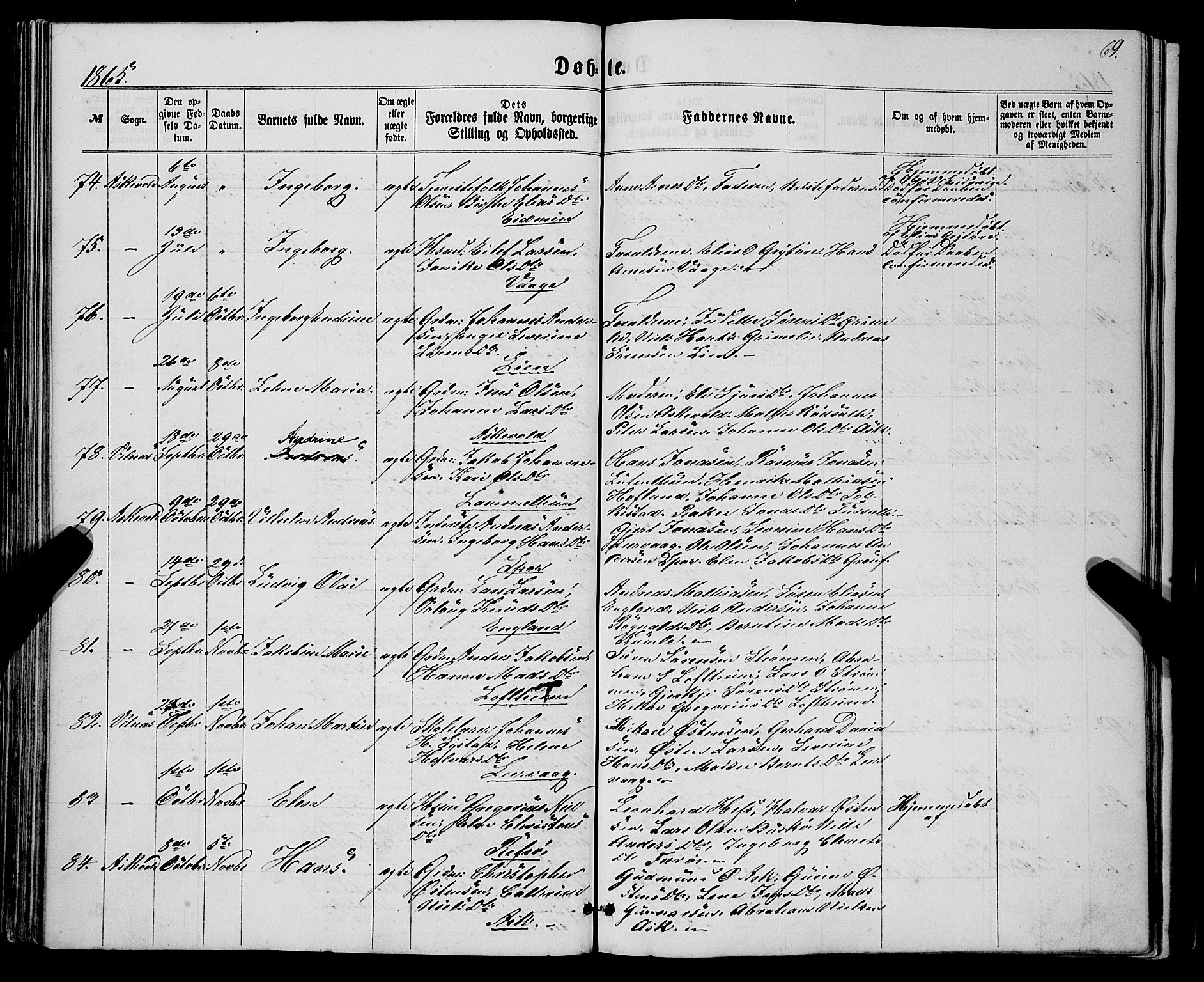 Askvoll sokneprestembete, SAB/A-79501/H/Haa/Haaa/L0012: Parish register (official) no. A 12, 1859-1878, p. 69