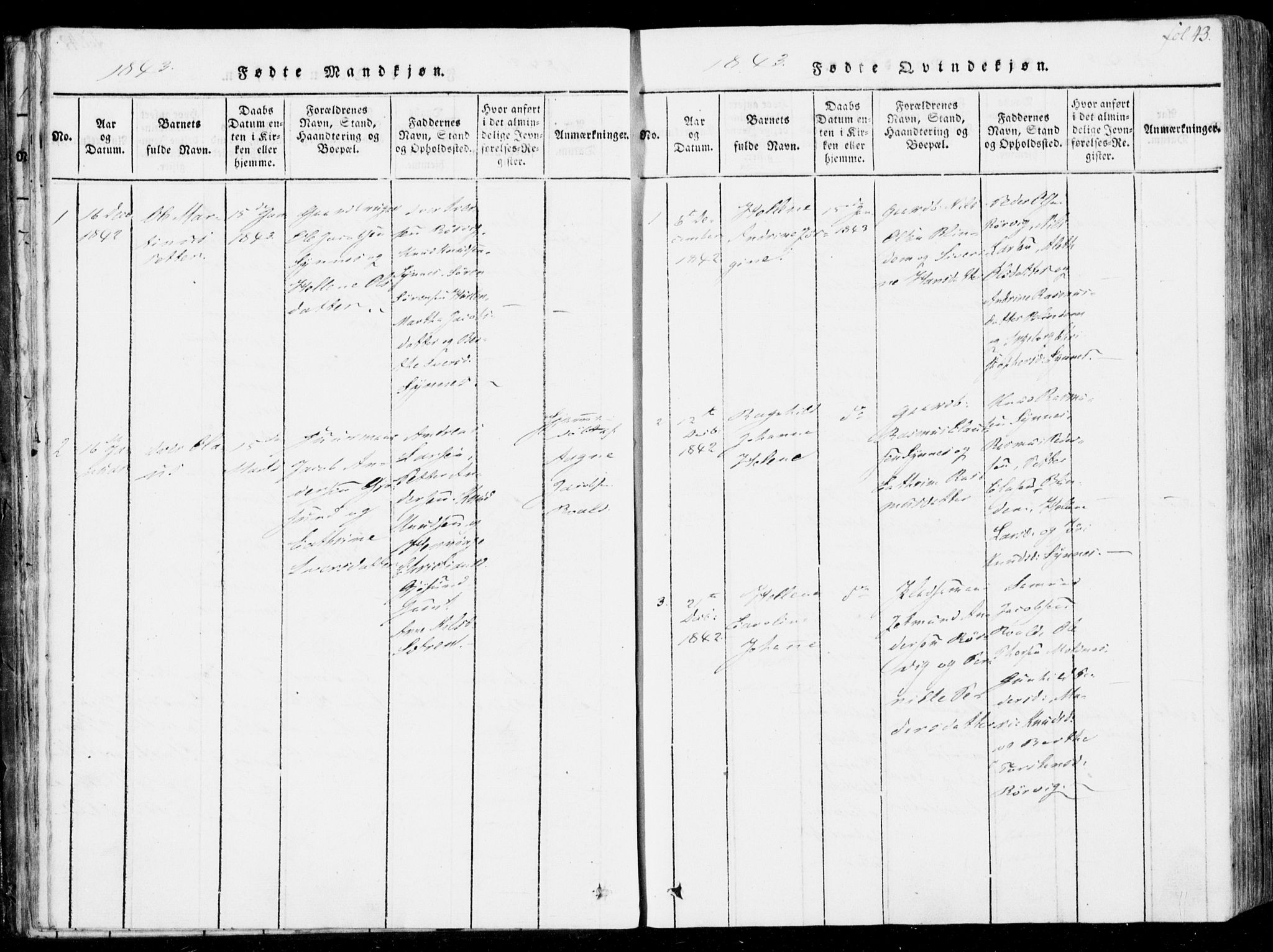 Ministerialprotokoller, klokkerbøker og fødselsregistre - Møre og Romsdal, SAT/A-1454/537/L0517: Parish register (official) no. 537A01, 1818-1862, p. 43