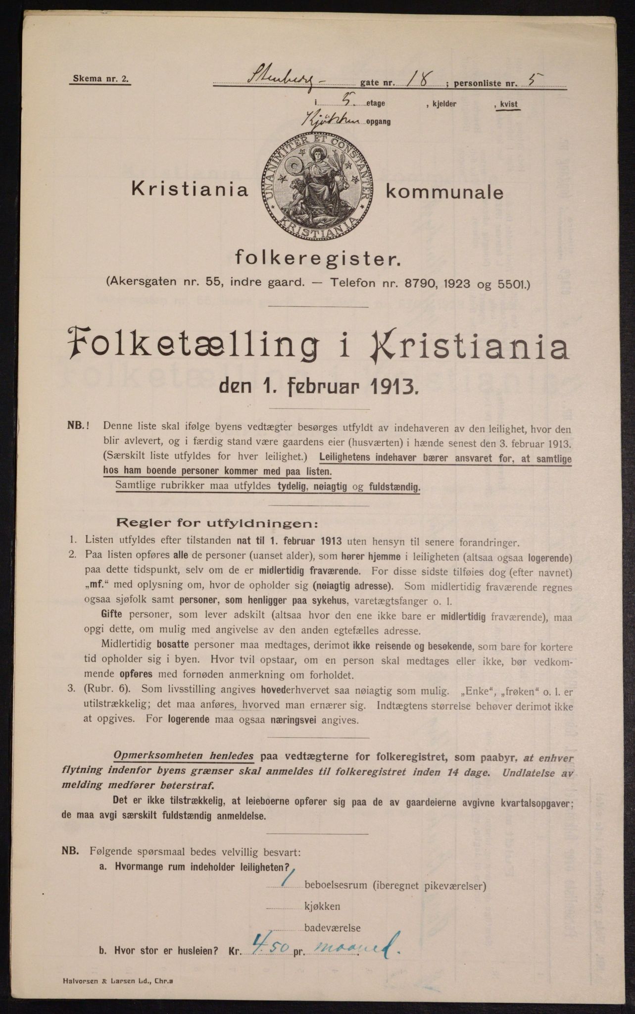 OBA, Municipal Census 1913 for Kristiania, 1913, p. 101632