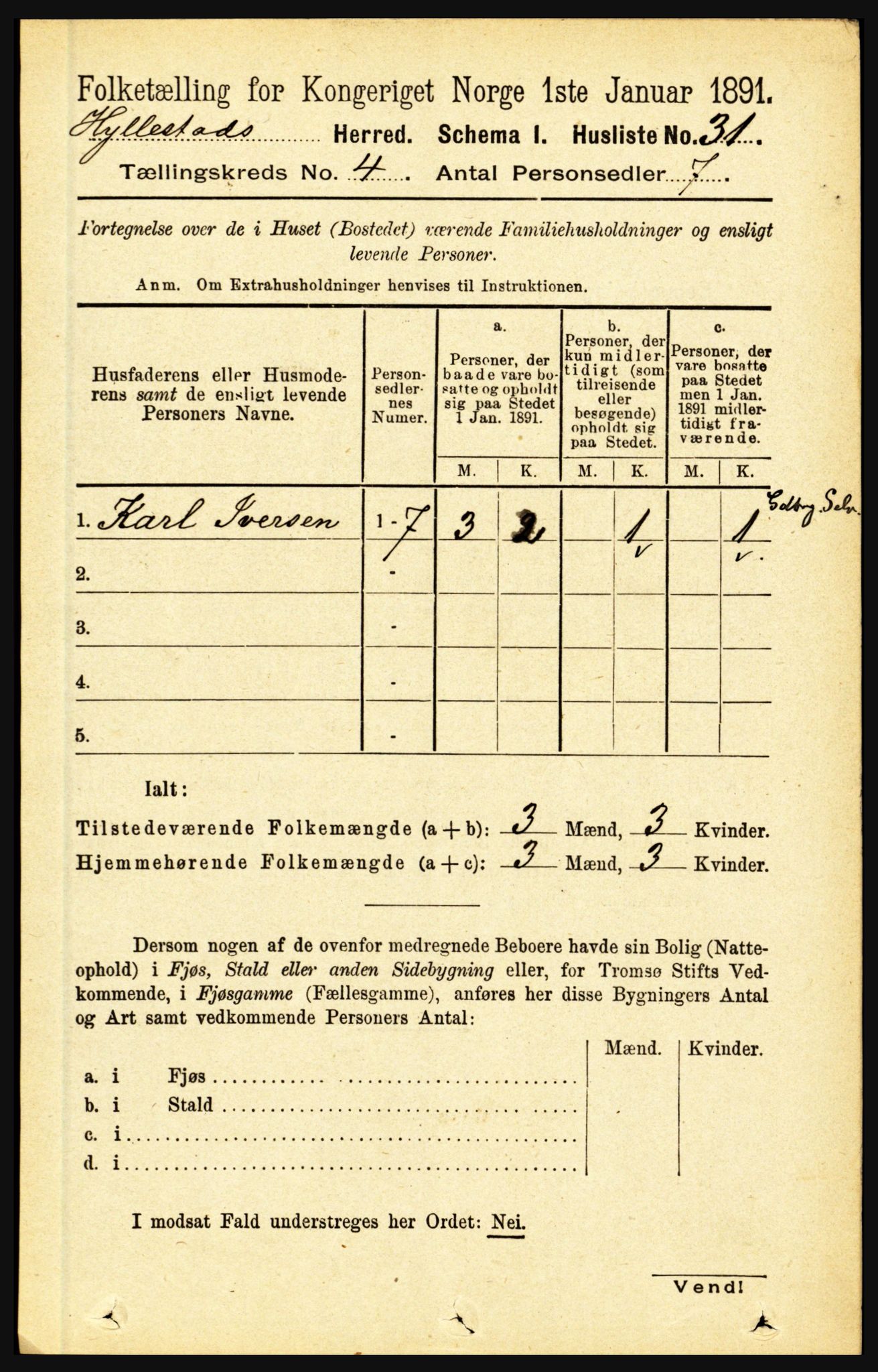 RA, 1891 census for 1413 Hyllestad, 1891, p. 572