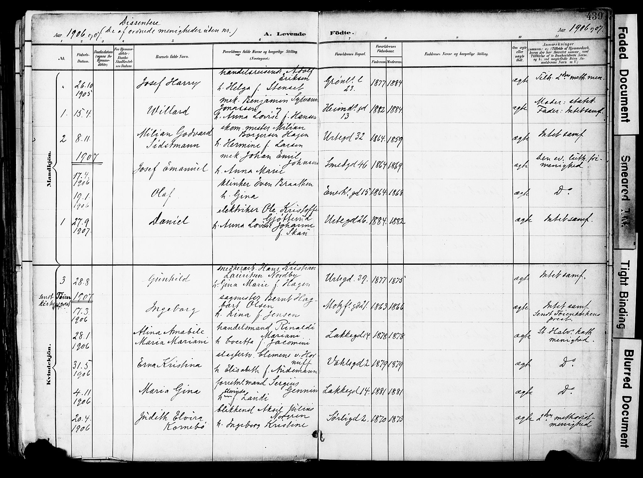 Grønland prestekontor Kirkebøker, SAO/A-10848/F/Fa/L0014: Parish register (official) no. 14, 1900-1911, p. 439