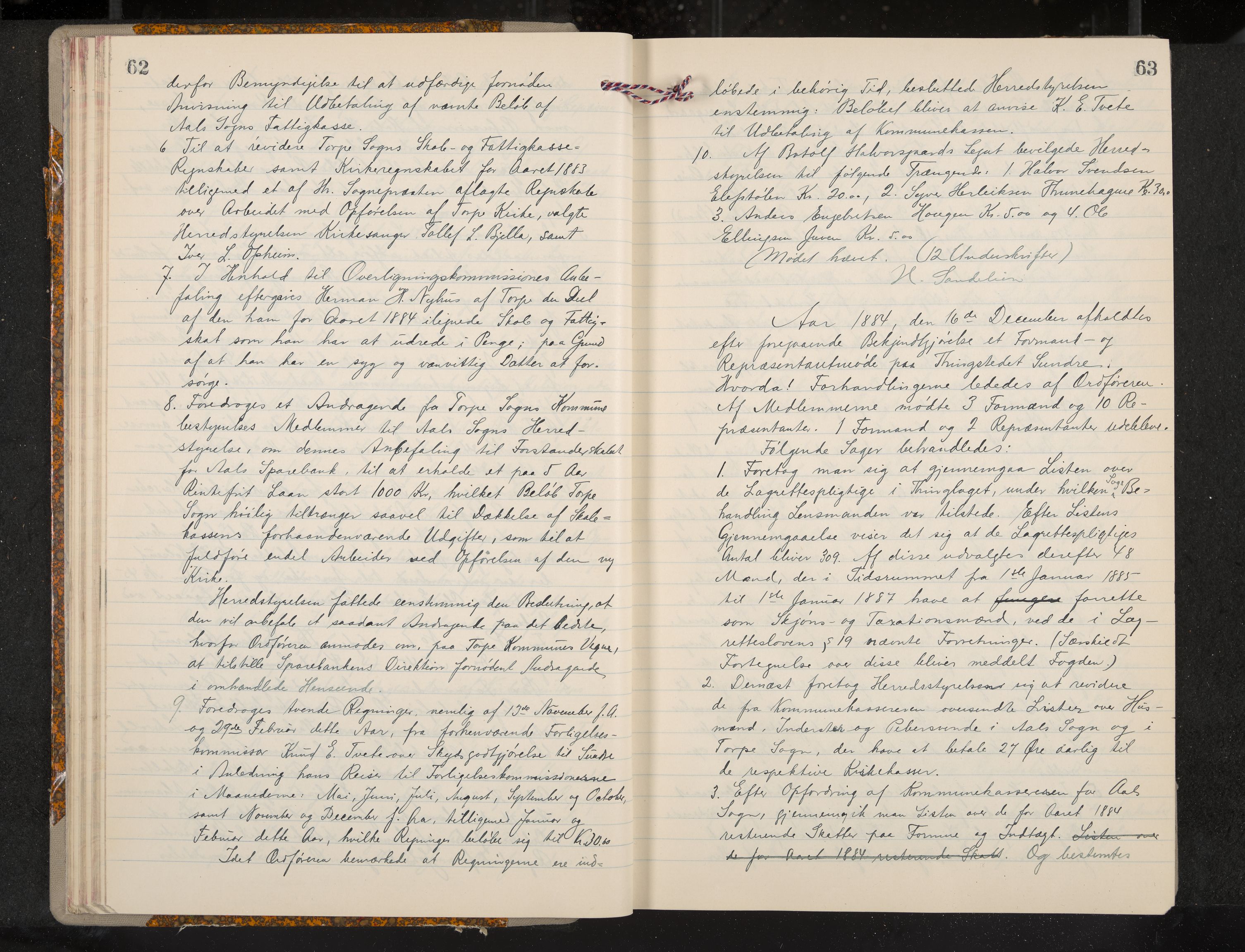 Ål formannskap og sentraladministrasjon, IKAK/0619021/A/Aa/L0004: Utskrift av møtebok, 1881-1901, p. 62-63