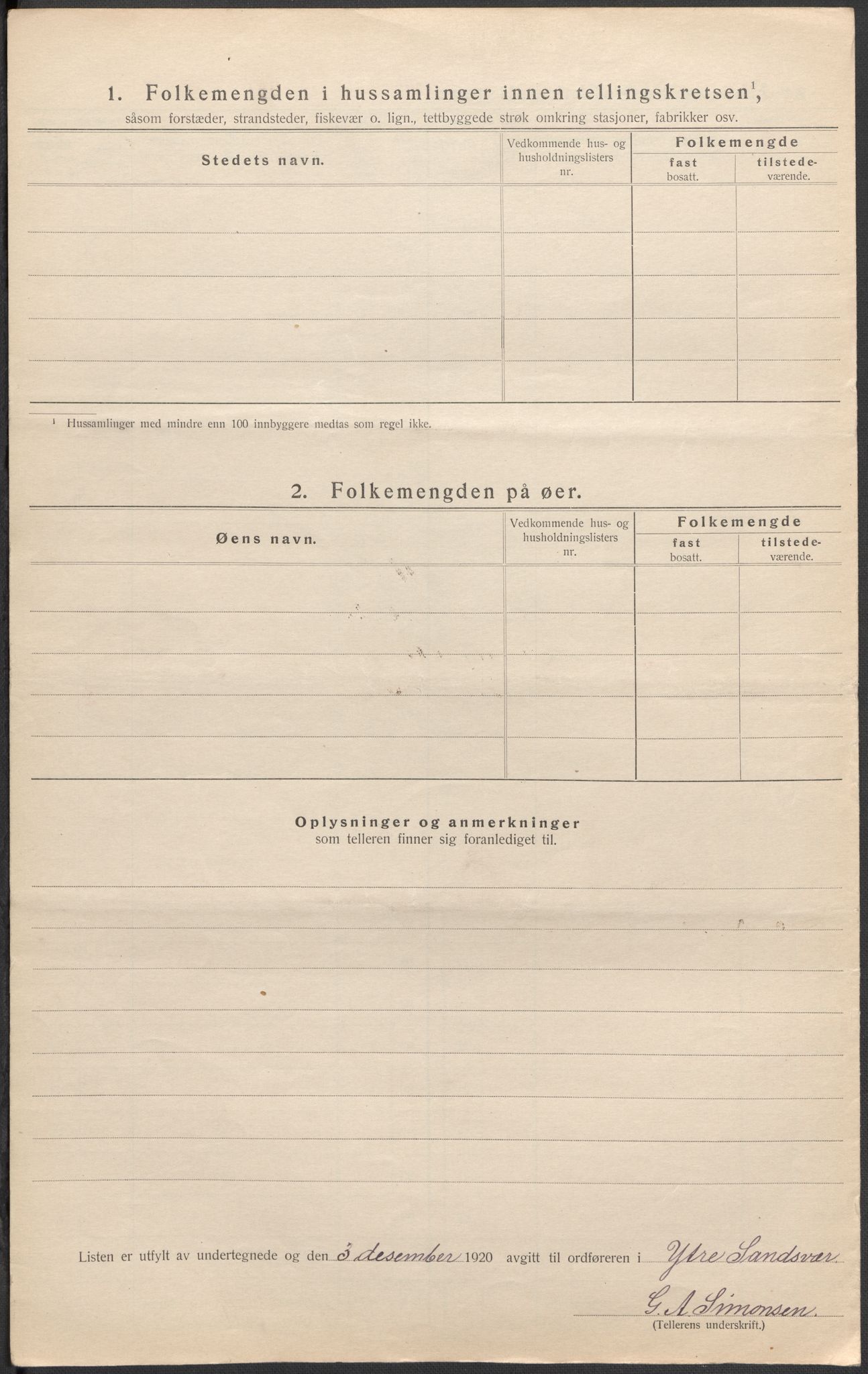 SAKO, 1920 census for Ytre Sandsvær, 1920, p. 19