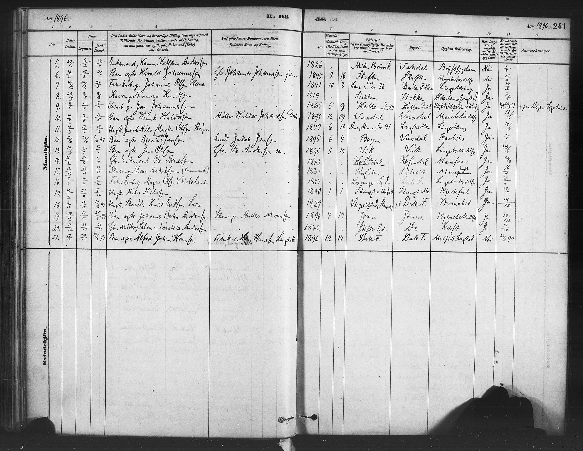 Bruvik Sokneprestembete, AV/SAB-A-74701/H/Haa: Parish register (official) no. B 1, 1878-1904, p. 241