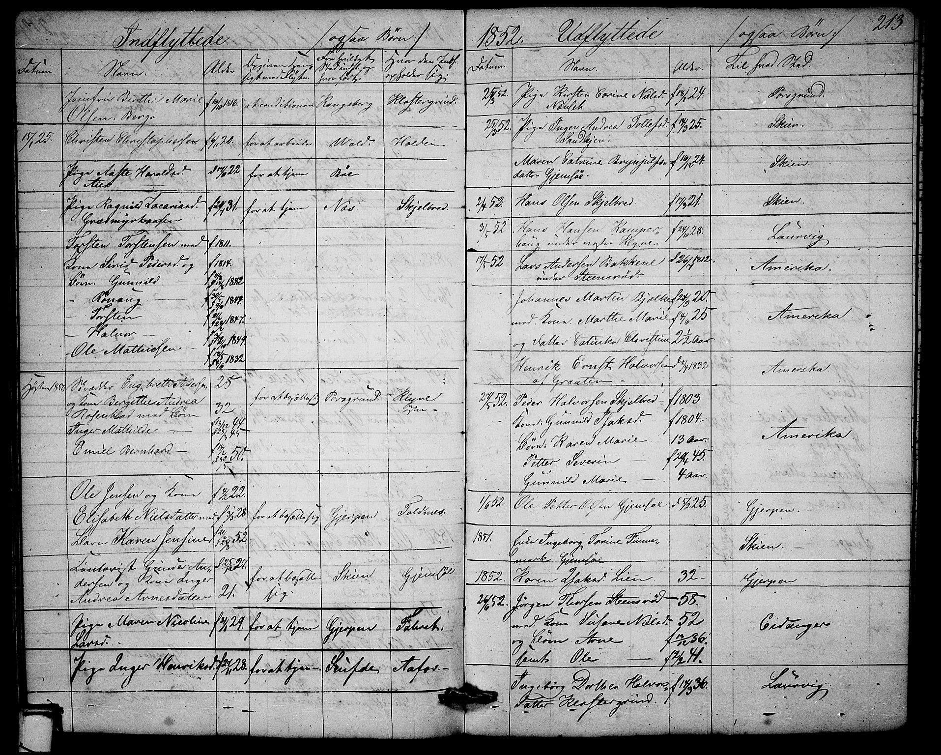 Solum kirkebøker, SAKO/A-306/G/Ga/L0003: Parish register (copy) no. I 3, 1848-1859, p. 213