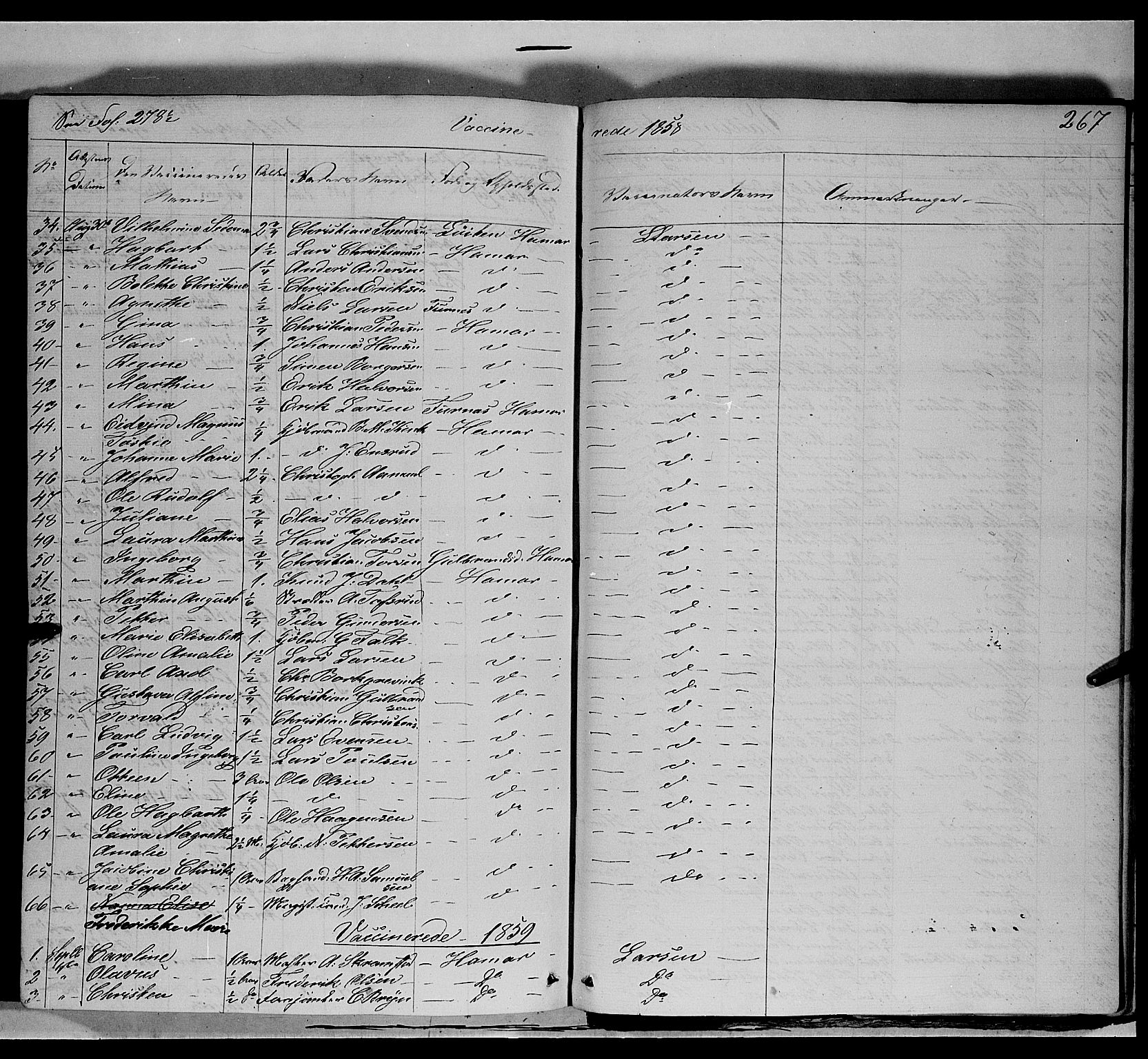 Vang prestekontor, Hedmark, SAH/PREST-008/H/Ha/Haa/L0011: Parish register (official) no. 11, 1852-1877, p. 267