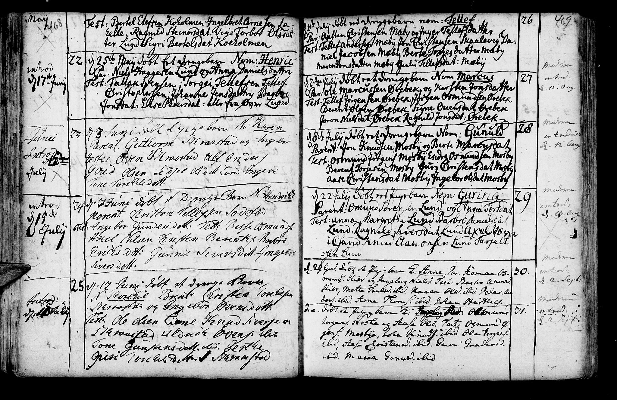 Oddernes sokneprestkontor, AV/SAK-1111-0033/F/Fa/Faa/L0002: Parish register (official) no. A 2, 1719-1764, p. 468-469