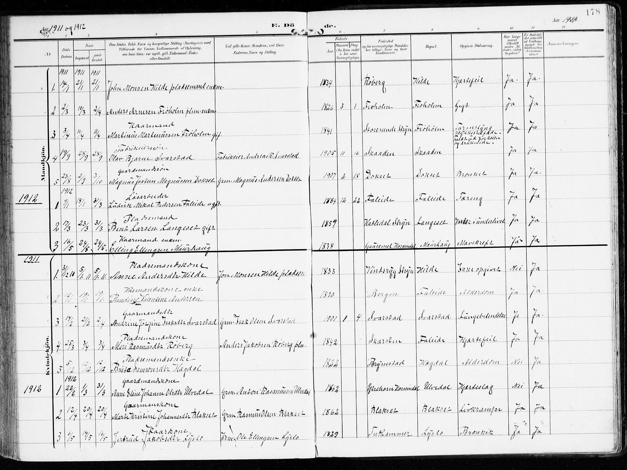 Innvik sokneprestembete, AV/SAB-A-80501: Parish register (official) no. B 2, 1903-1929, p. 178