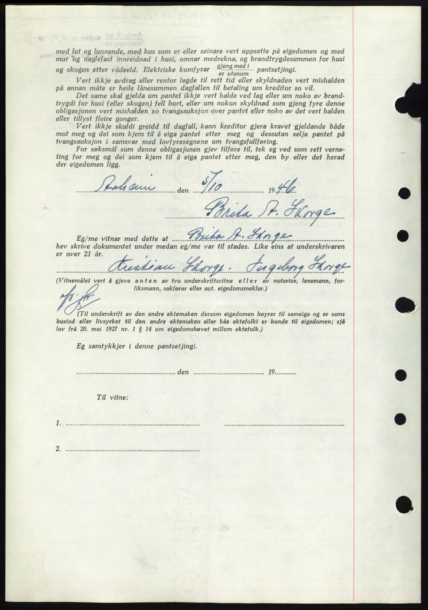 Nordfjord sorenskriveri, SAB/A-2801/02/02b/02bk/L0005: Mortgage book no. B7-8, 1946-1947, Diary no: : 979/1946