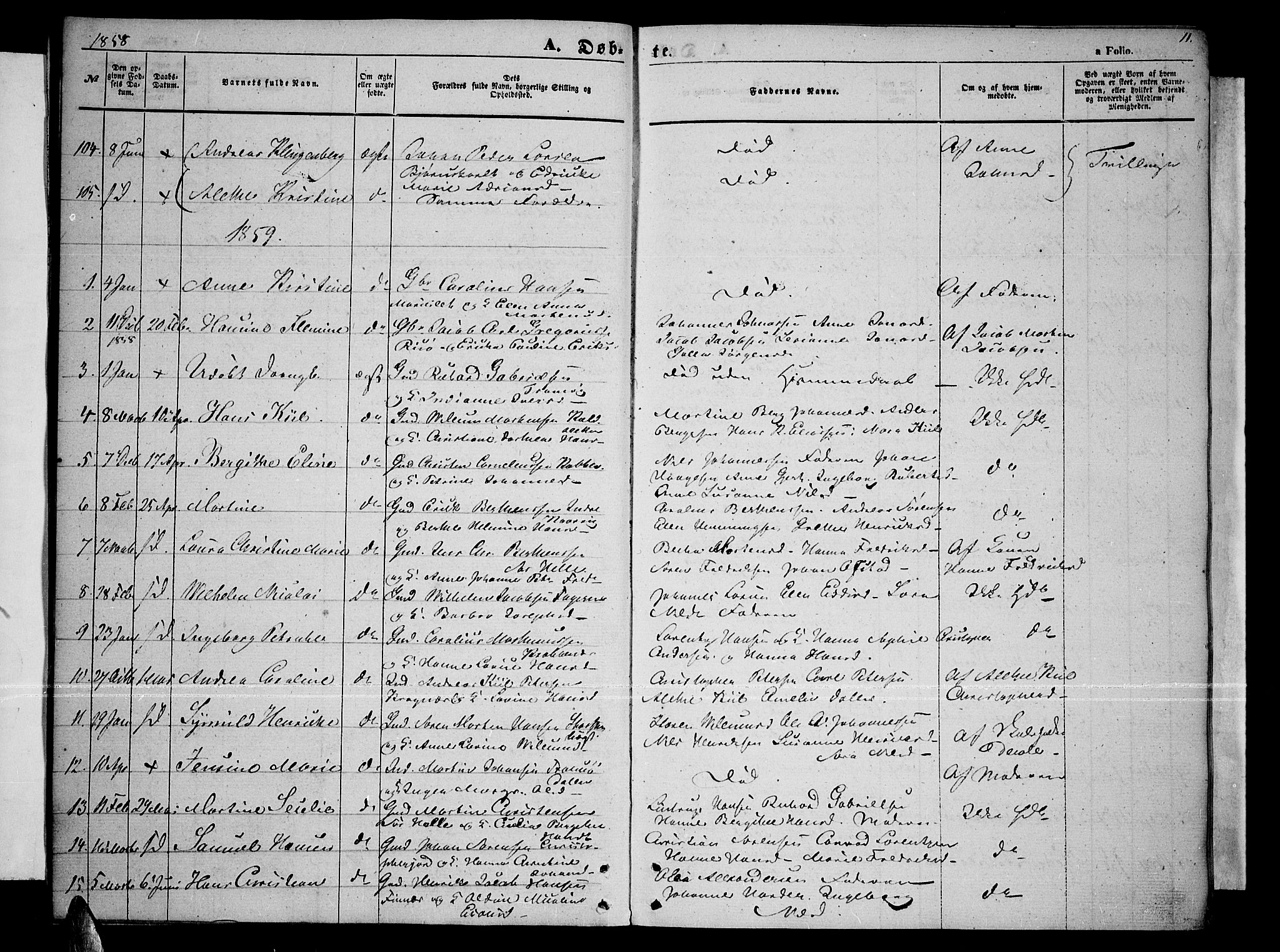 Tromsøysund sokneprestkontor, SATØ/S-1304/G/Gb/L0001klokker: Parish register (copy) no. 1, 1857-1869, p. 11