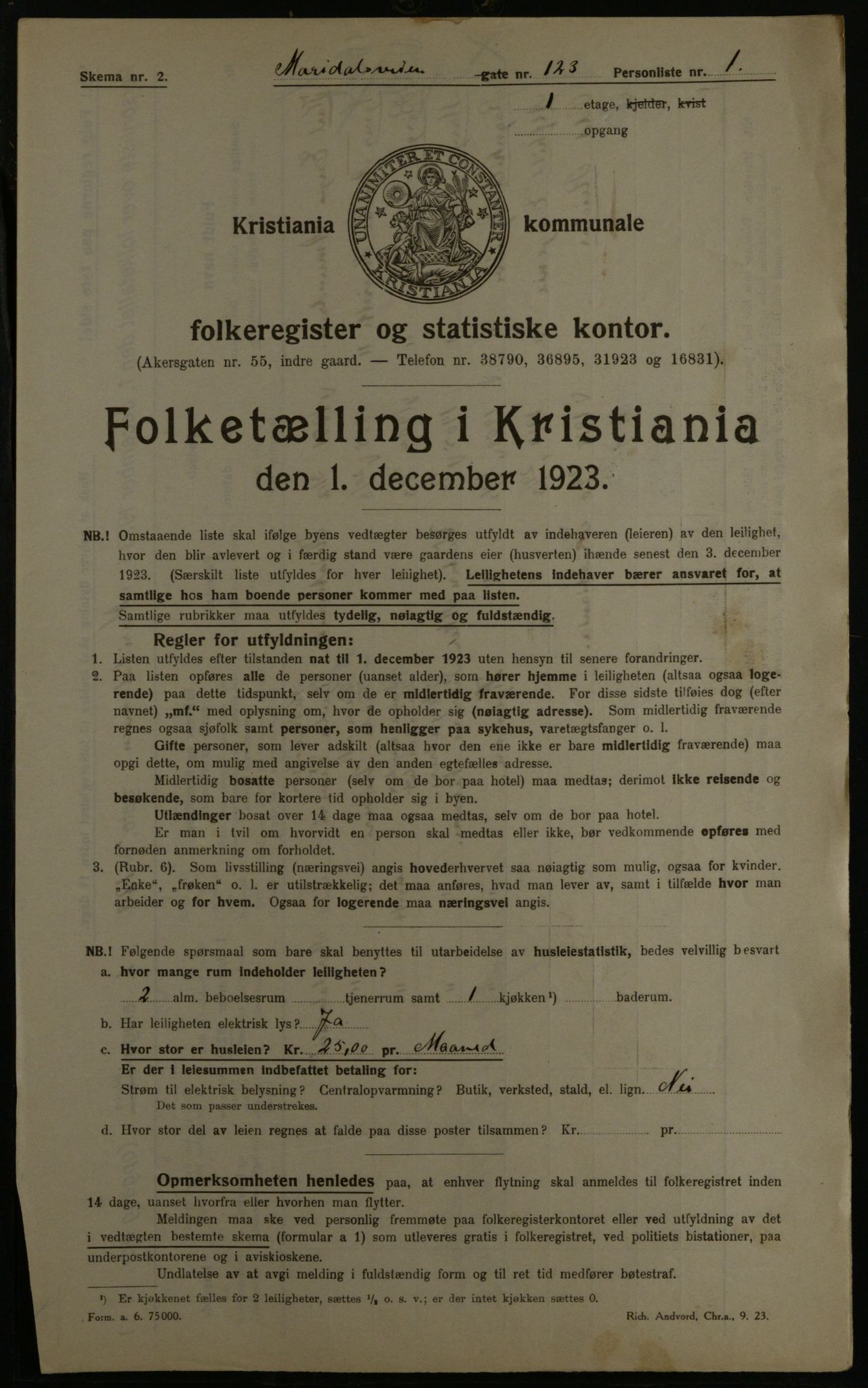 OBA, Municipal Census 1923 for Kristiania, 1923, p. 68849