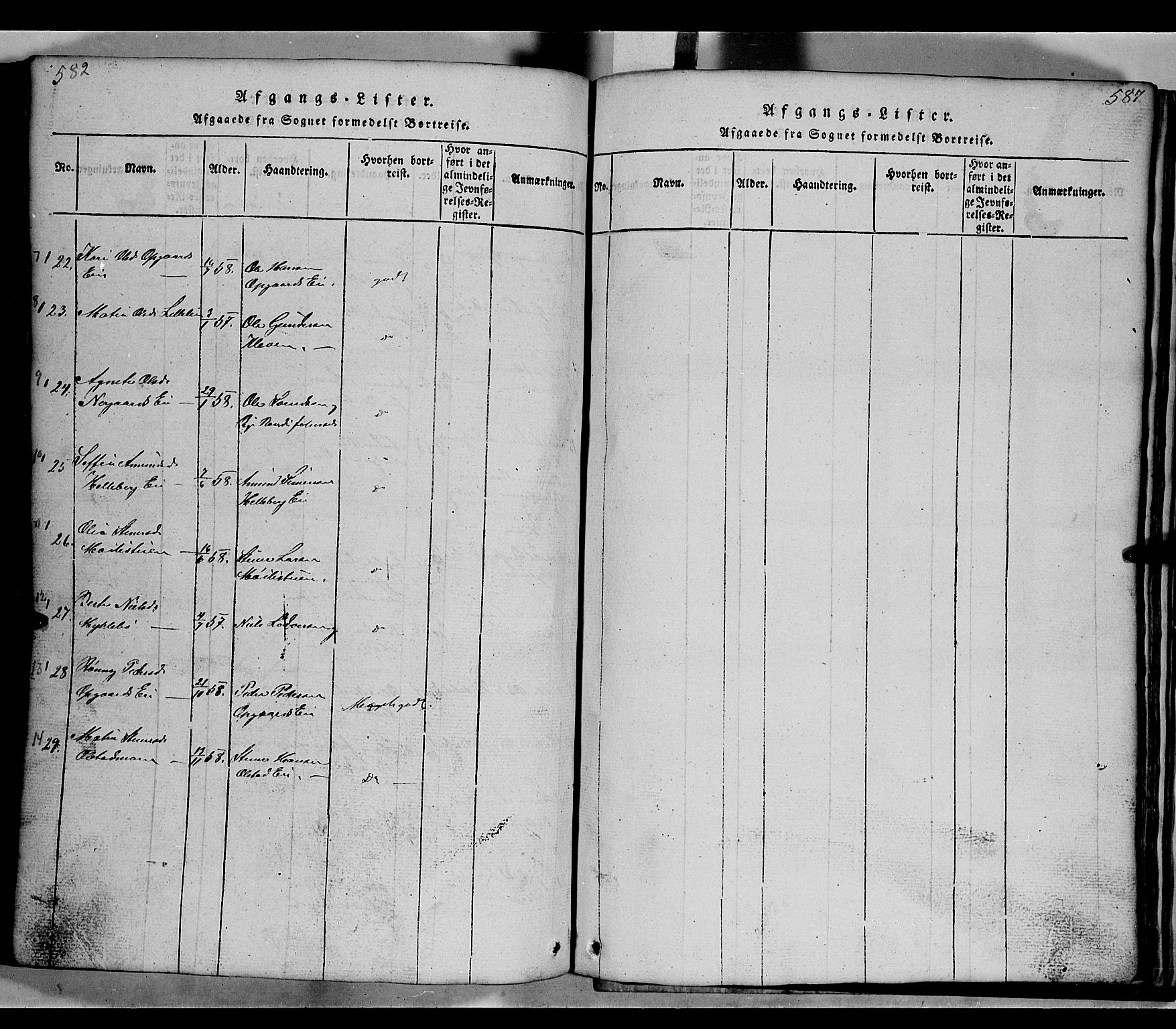Gausdal prestekontor, SAH/PREST-090/H/Ha/Hab/L0002: Parish register (copy) no. 2, 1818-1874, p. 582-583