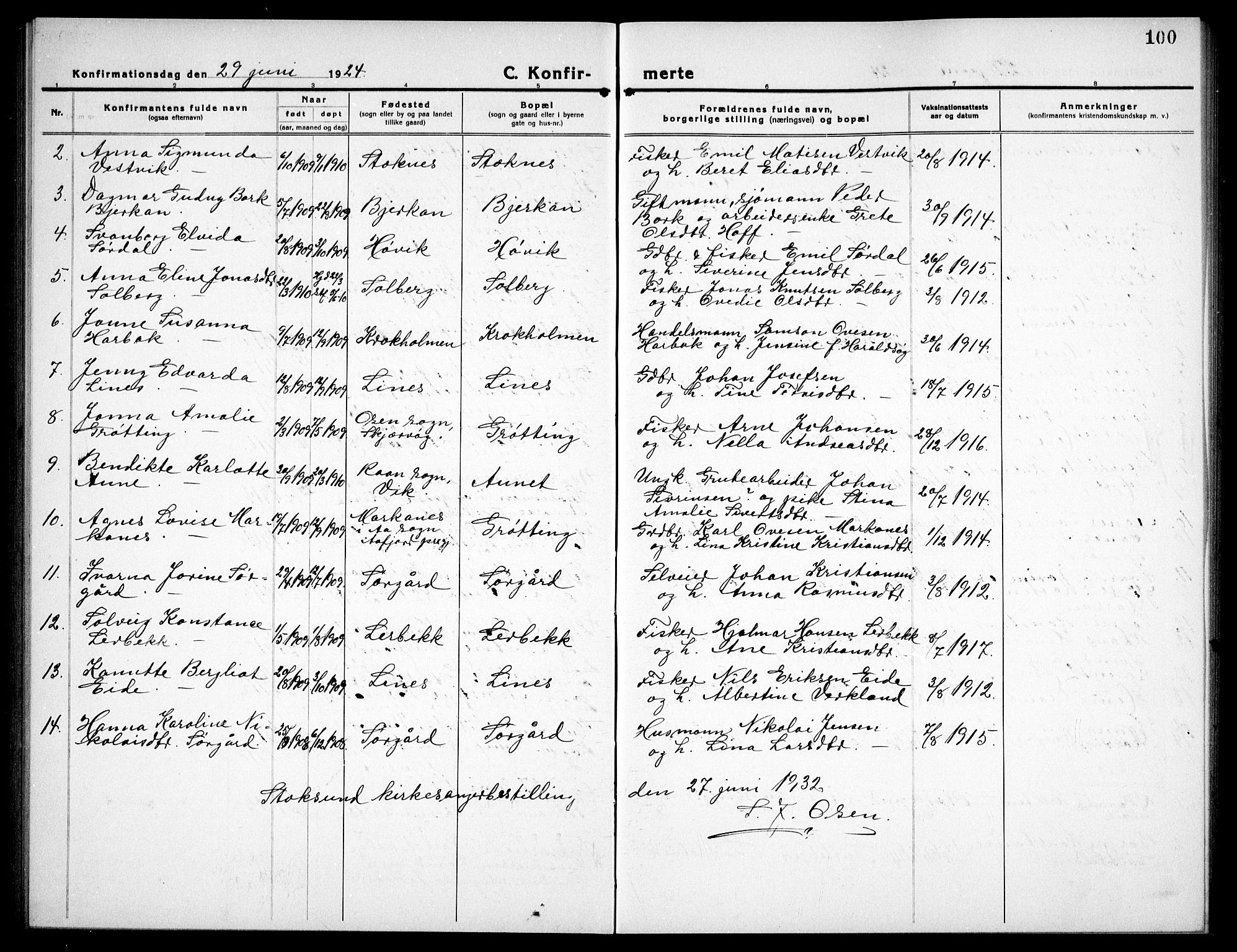 Ministerialprotokoller, klokkerbøker og fødselsregistre - Sør-Trøndelag, SAT/A-1456/656/L0696: Parish register (copy) no. 656C02, 1921-1937, p. 100