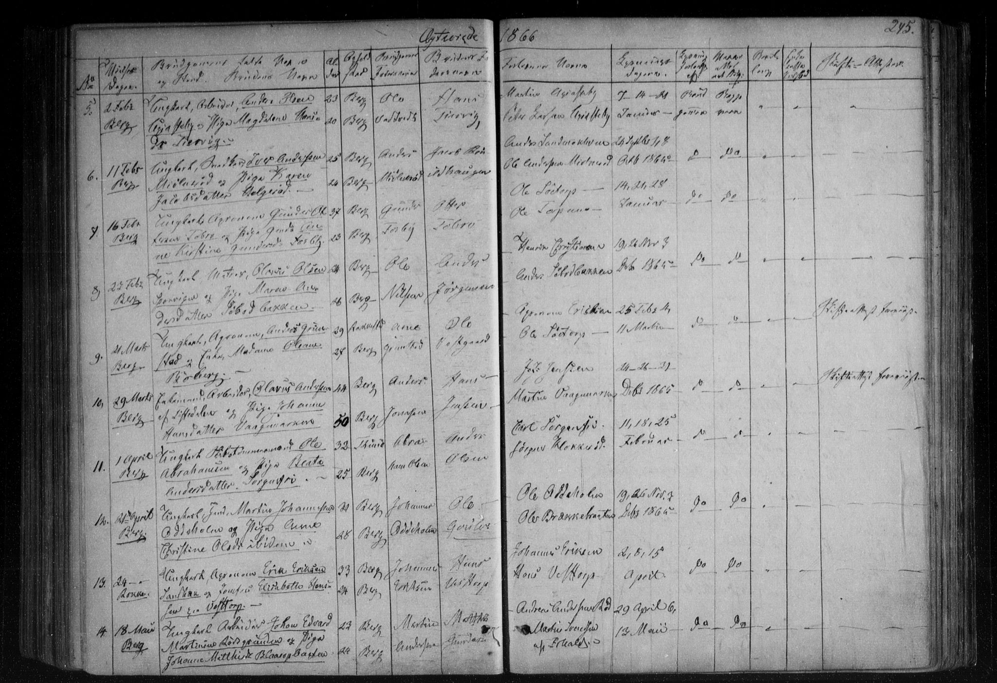 Berg prestekontor Kirkebøker, SAO/A-10902/F/Fa/L0005: Parish register (official) no. I 5, 1861-1877, p. 245