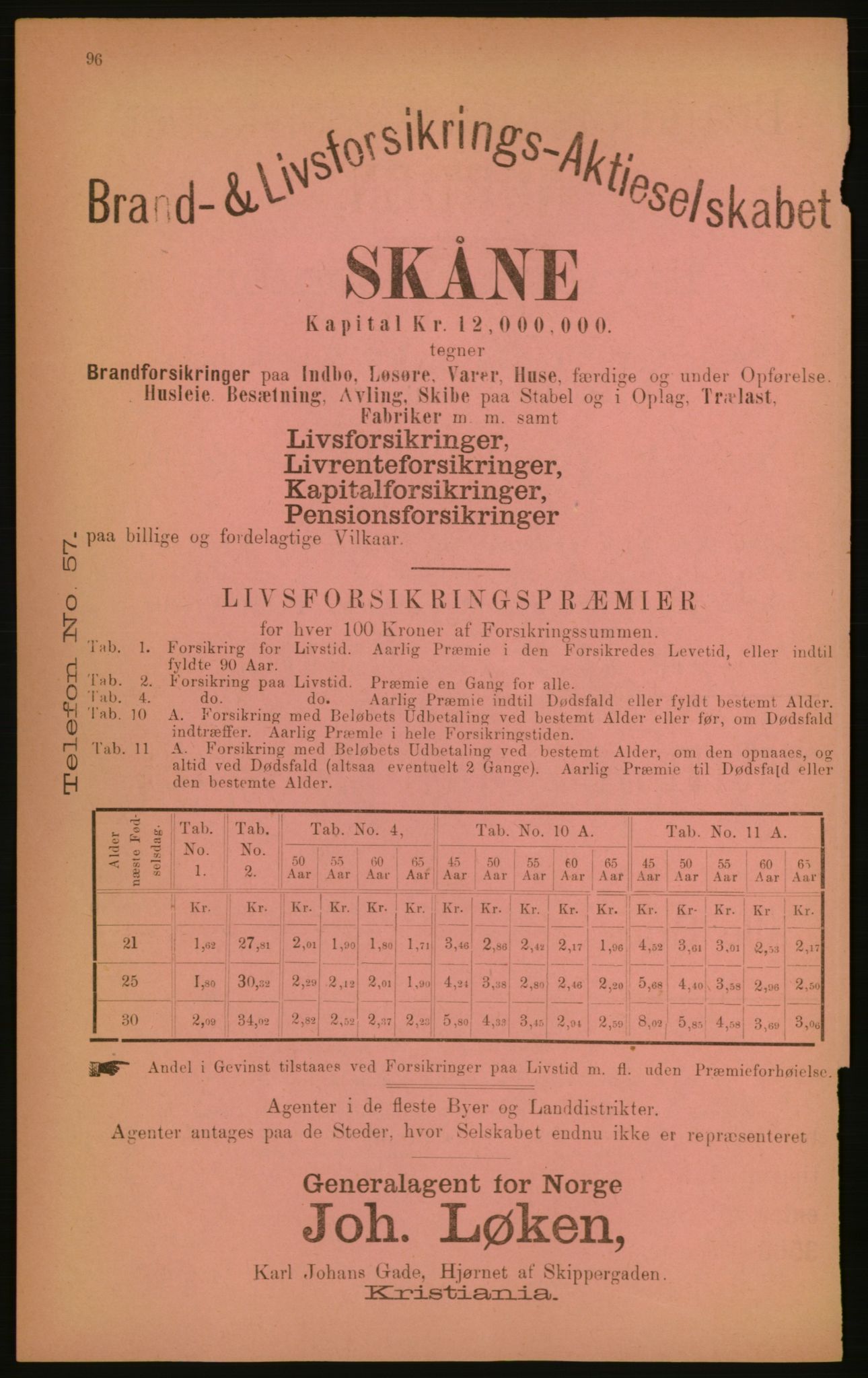 Kristiania/Oslo adressebok, PUBL/-, 1891, p. 96