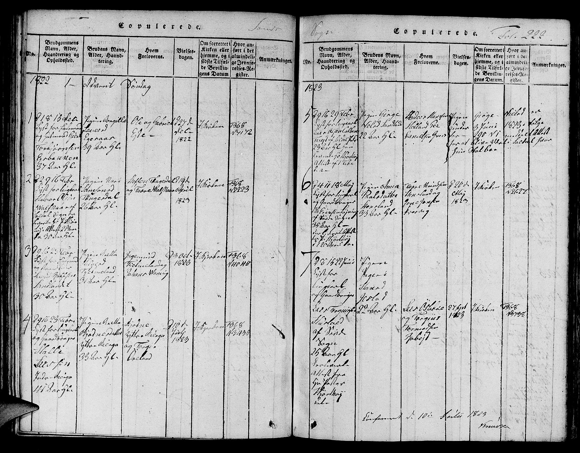 Jelsa sokneprestkontor, SAST/A-101842/01/V: Parish register (copy) no. B 1 /2, 1816-1828, p. 222
