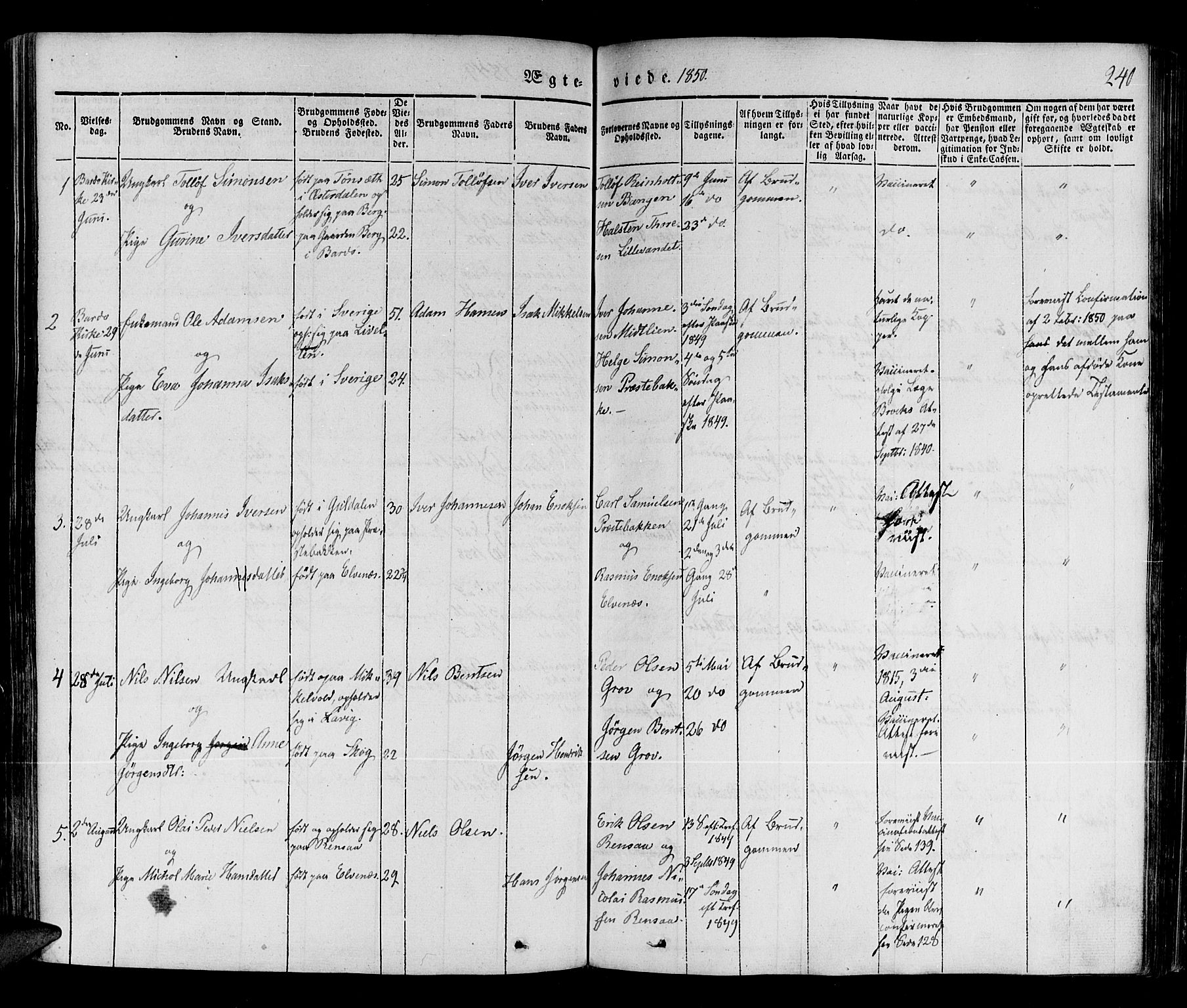 Ibestad sokneprestembete, SATØ/S-0077/H/Ha/Haa/L0006kirke: Parish register (official) no. 6, 1837-1850, p. 240