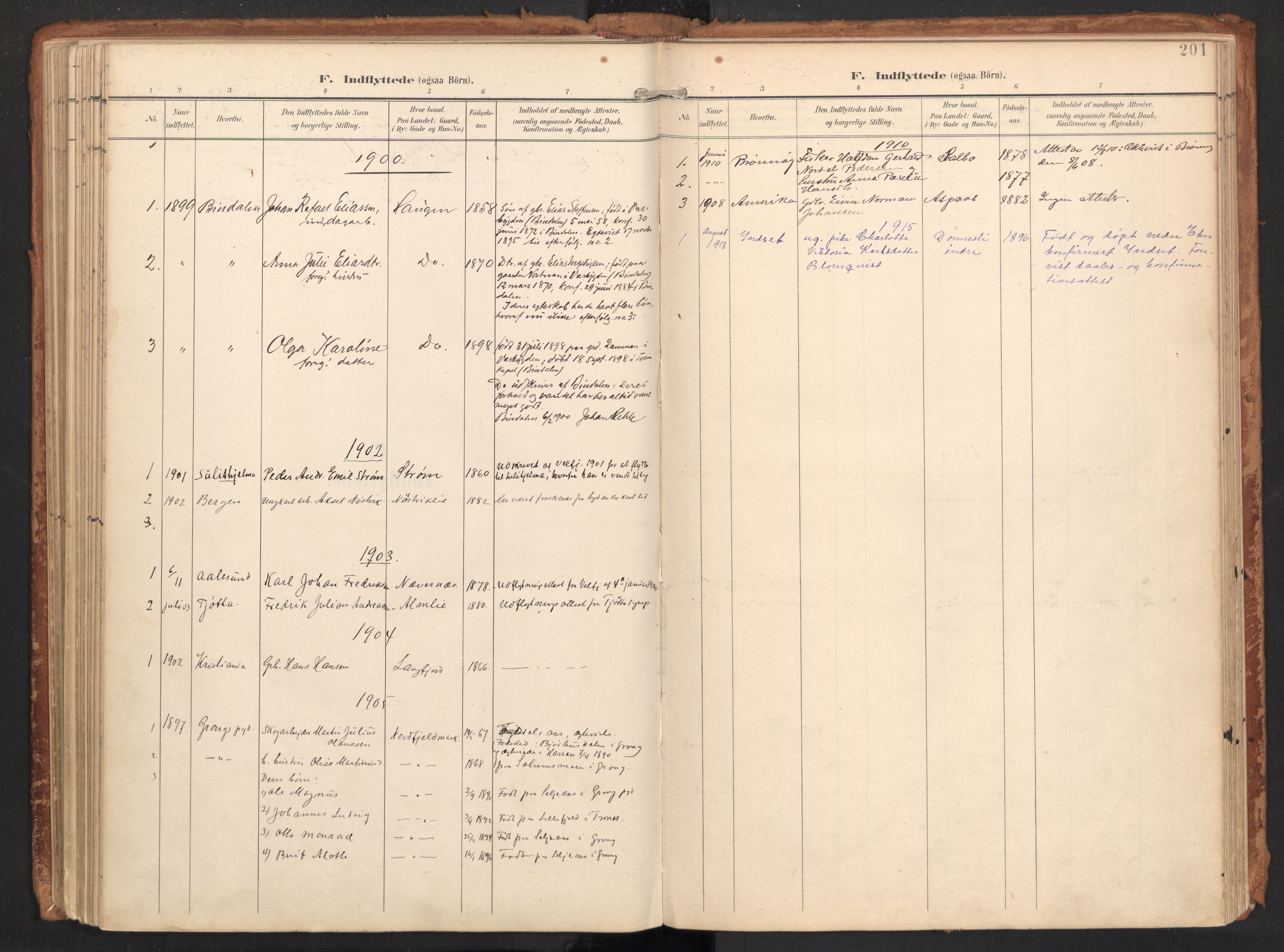 Ministerialprotokoller, klokkerbøker og fødselsregistre - Nordland, SAT/A-1459/814/L0227: Parish register (official) no. 814A08, 1899-1920, p. 201