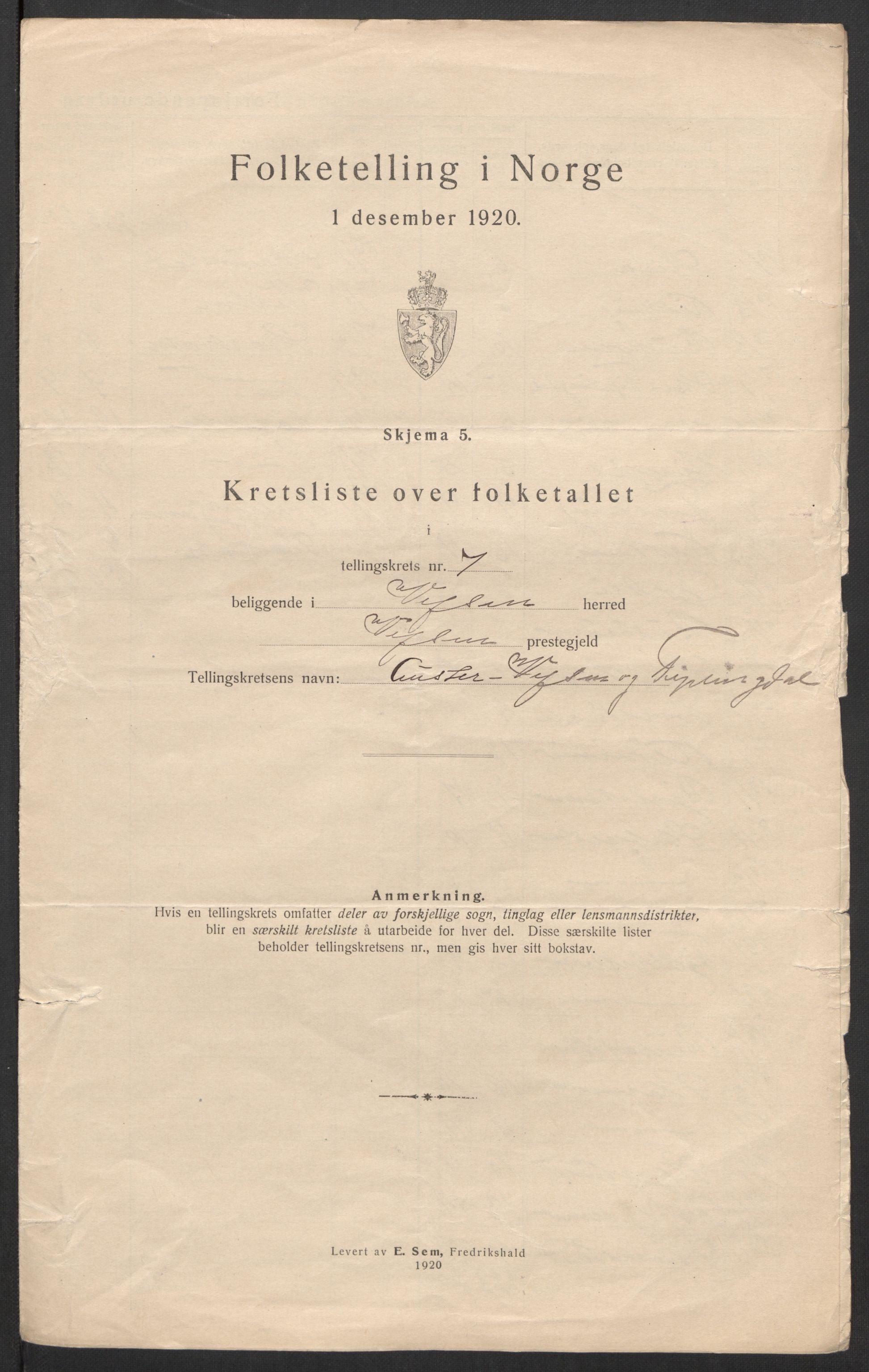 SAT, 1920 census for Vefsn, 1920, p. 27