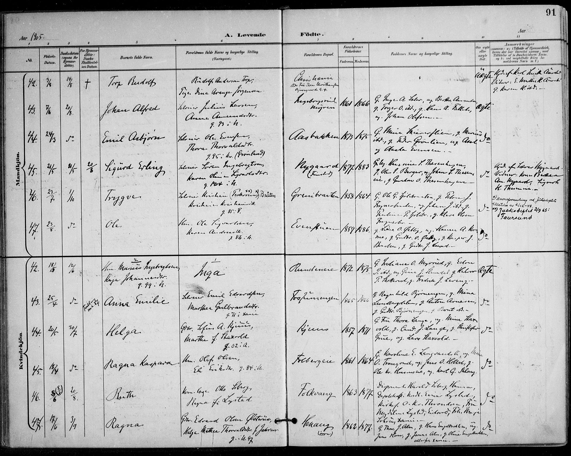 Nes prestekontor Kirkebøker, AV/SAO-A-10410/F/Fa/L0011: Parish register (official) no. I 11, 1899-1918, p. 91