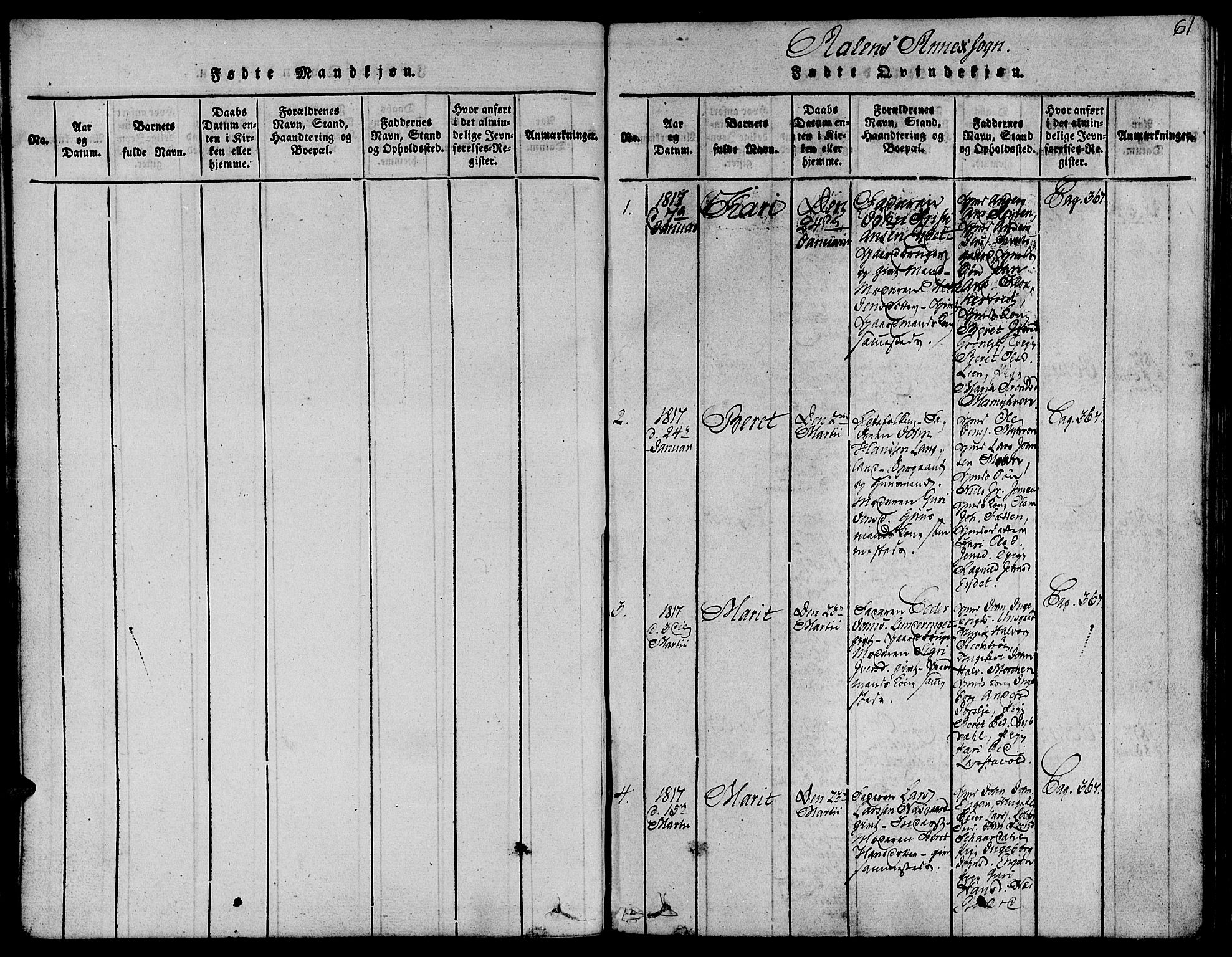 Ministerialprotokoller, klokkerbøker og fødselsregistre - Sør-Trøndelag, SAT/A-1456/685/L0956: Parish register (official) no. 685A03 /3, 1817-1829, p. 61