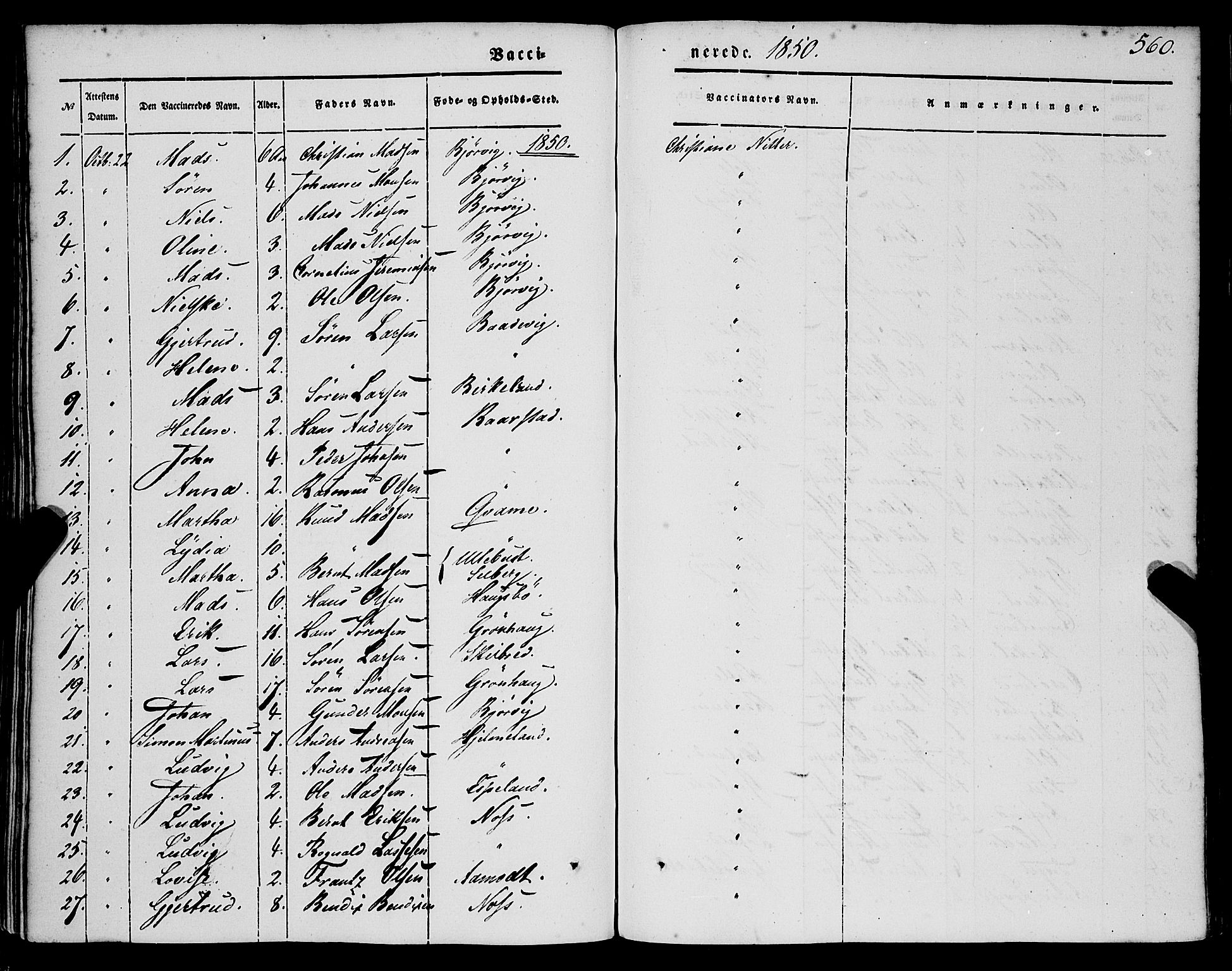 Gaular sokneprestembete, SAB/A-80001/H/Haa: Parish register (official) no. A 4II, 1841-1859, p. 560