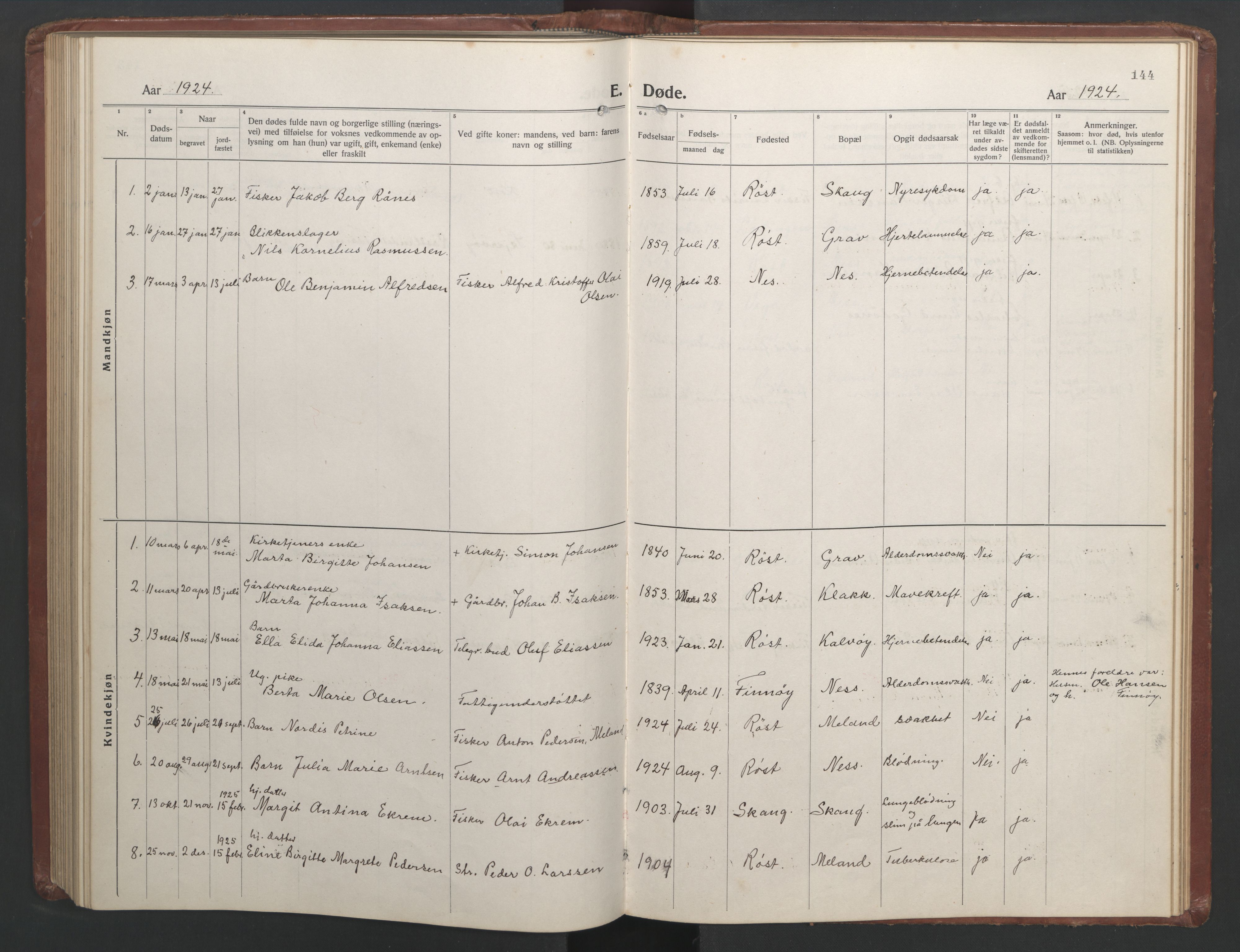 Ministerialprotokoller, klokkerbøker og fødselsregistre - Nordland, SAT/A-1459/808/L0132: Parish register (copy) no. 808C03, 1920-1946, p. 144