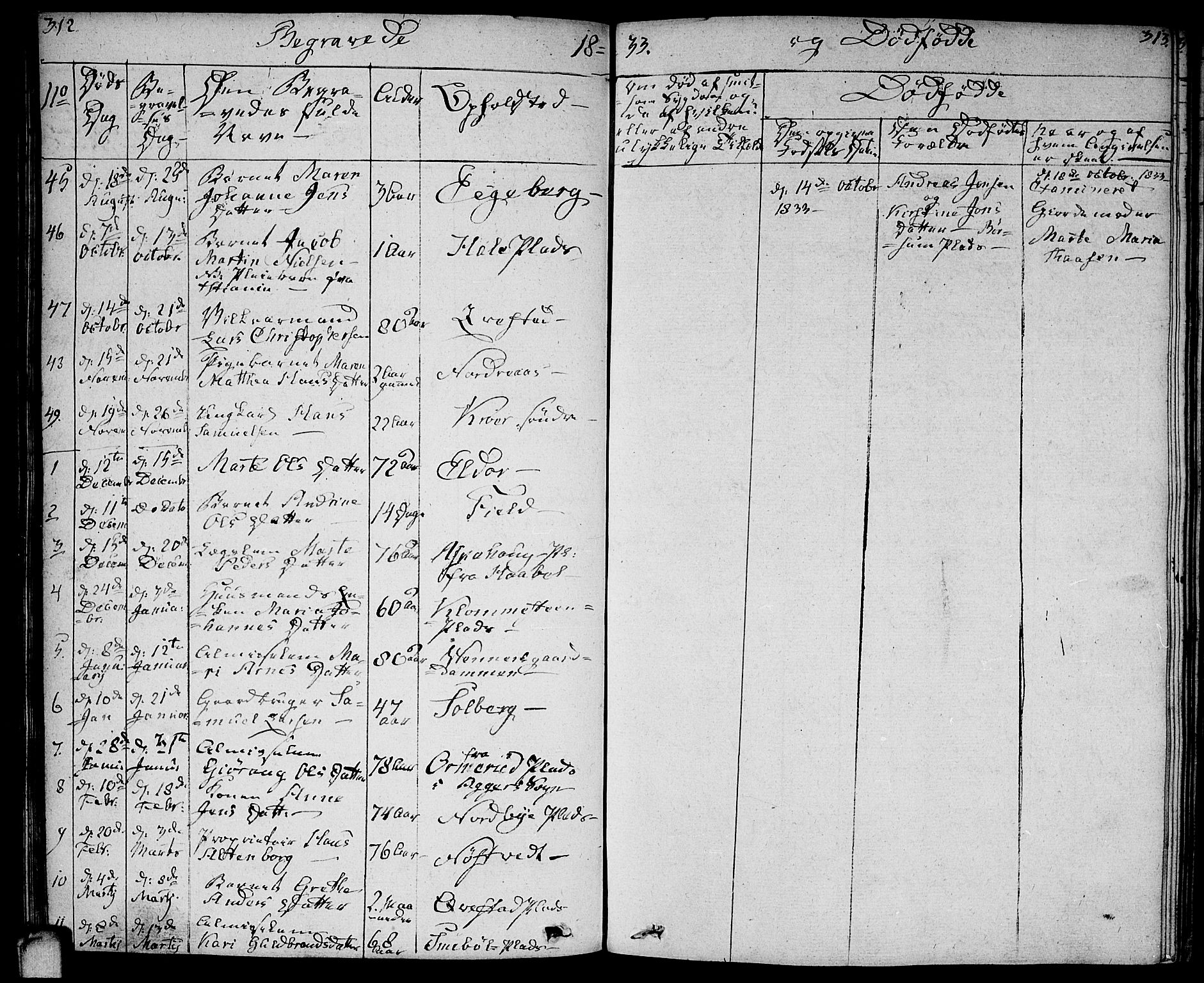 Ås prestekontor Kirkebøker, AV/SAO-A-10894/F/Fa/L0005: Parish register (official) no. I 5, 1827-1840, p. 312-313