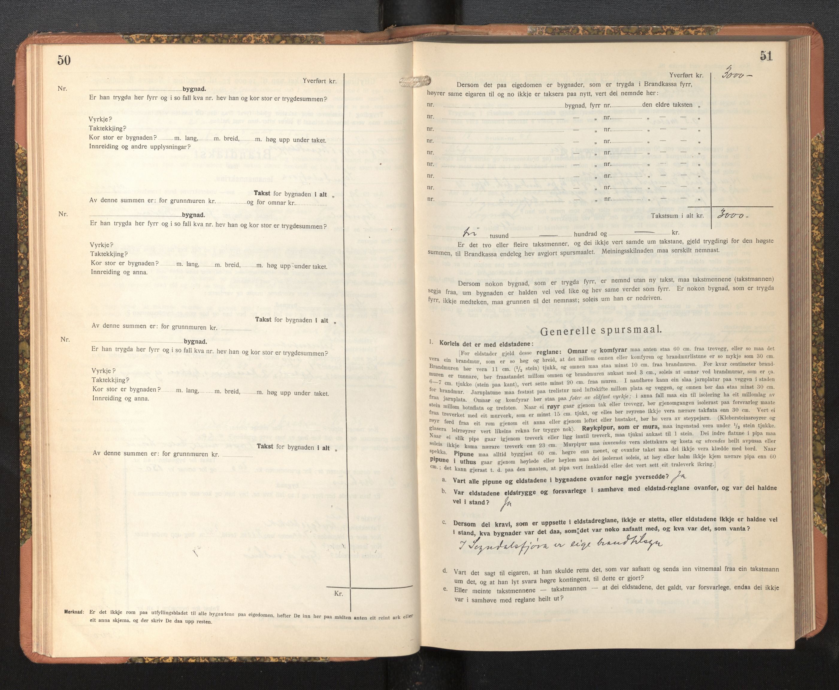 Lensmannen i Sogndal, AV/SAB-A-29901/0012/L0019: Branntakstprotokoll, Sogndalsfjøra, skjematakst, 1944-1954, p. 50-51