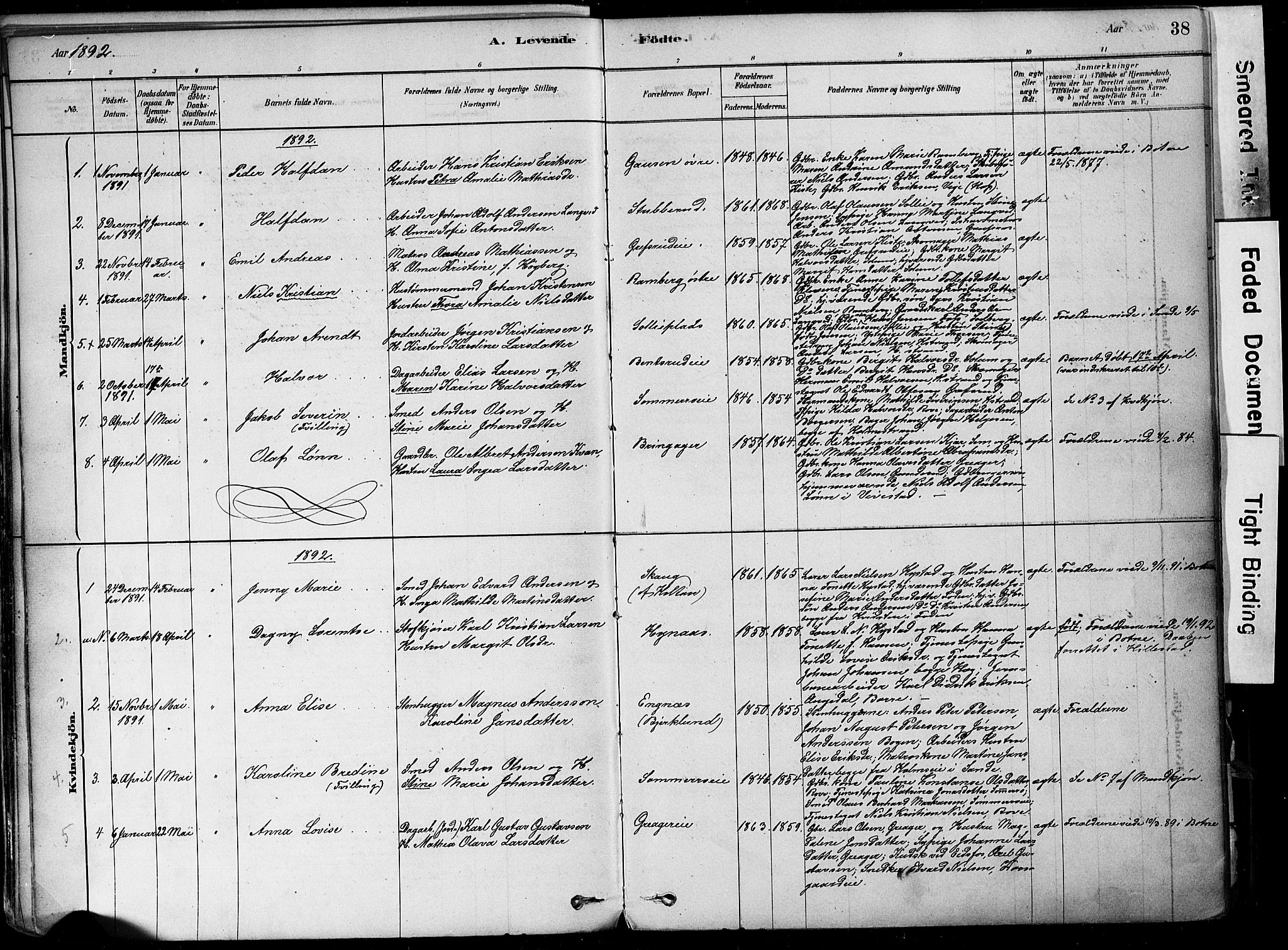 Botne kirkebøker, SAKO/A-340/F/Fa/L0007: Parish register (official) no. I 7, 1878-1910, p. 38