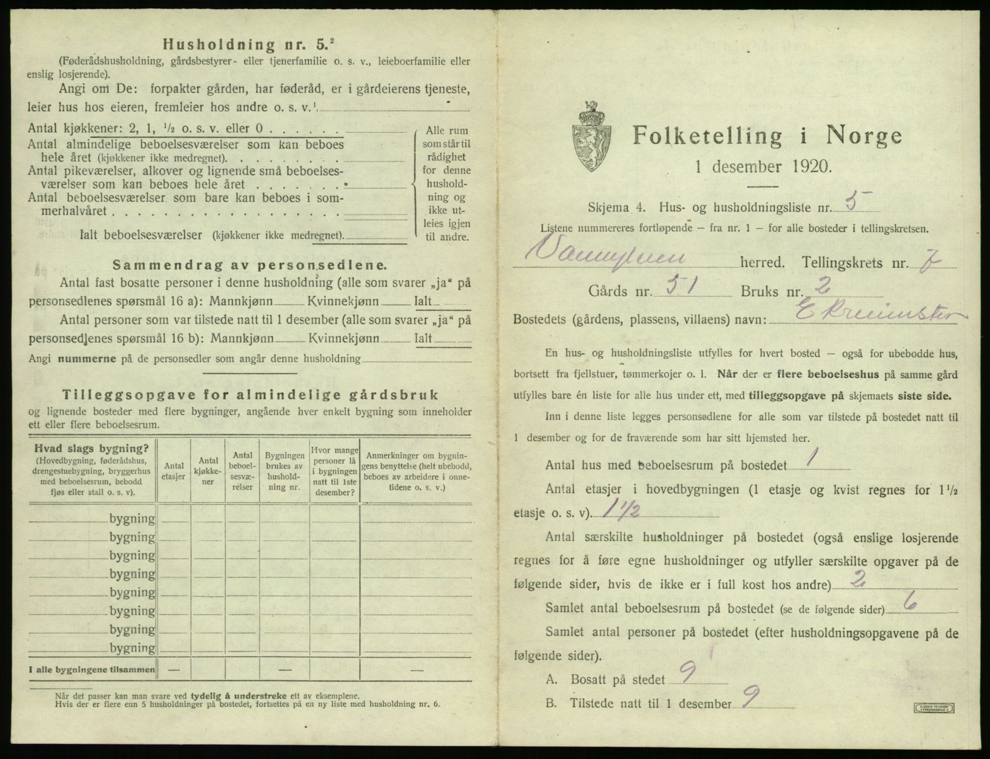 SAT, 1920 census for Vanylven, 1920, p. 575