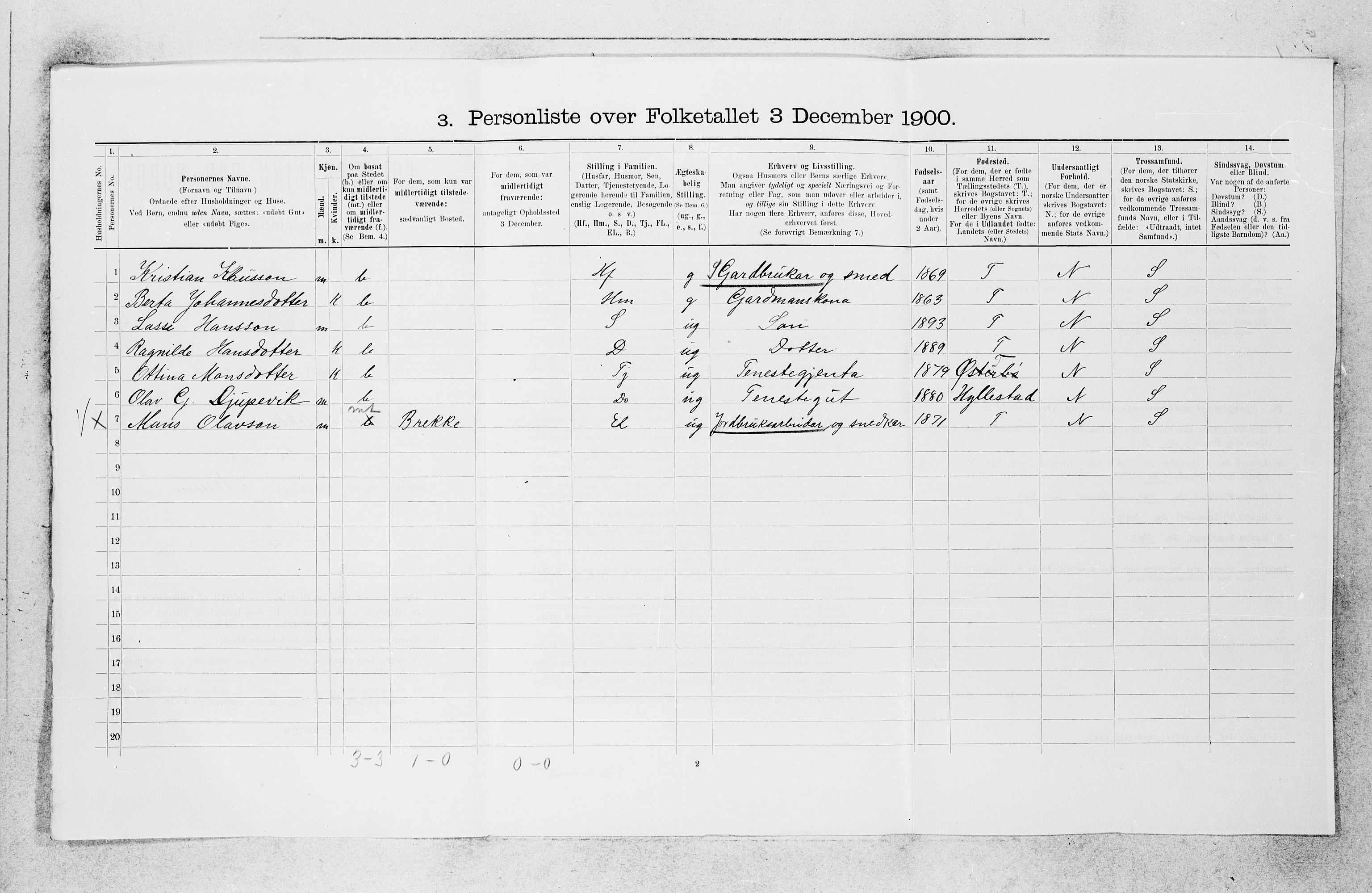 SAB, 1900 census for Lavik og Brekke, 1900, p. 476