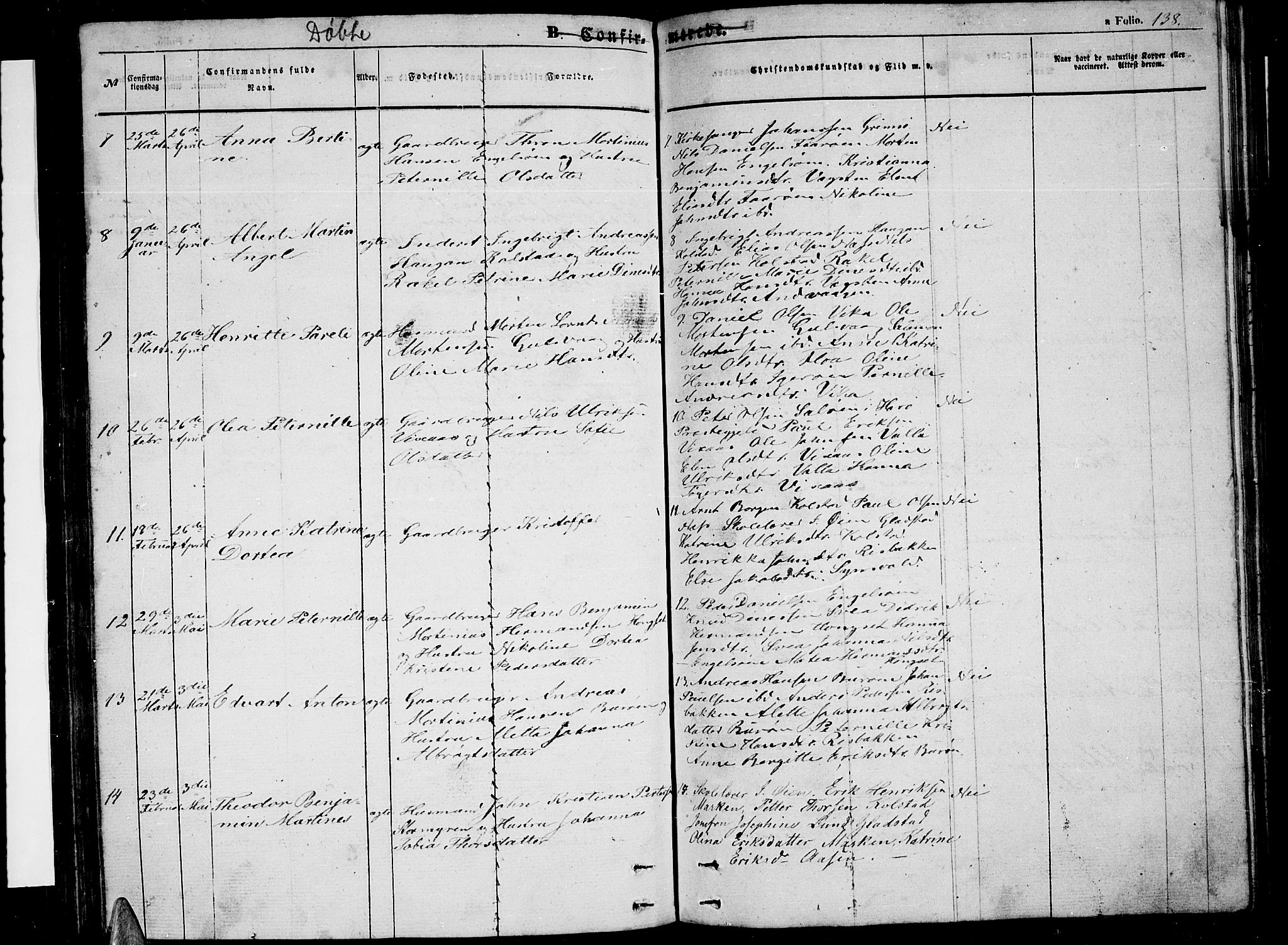 Ministerialprotokoller, klokkerbøker og fødselsregistre - Nordland, AV/SAT-A-1459/816/L0251: Parish register (copy) no. 816C01, 1852-1870, p. 138