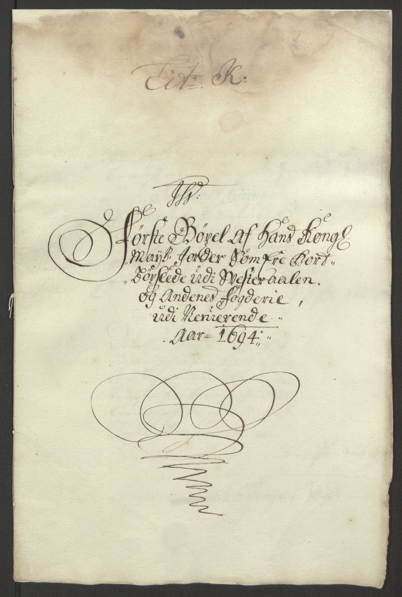 Rentekammeret inntil 1814, Reviderte regnskaper, Fogderegnskap, RA/EA-4092/R67/L4677: Fogderegnskap Vesterålen, Andenes og Lofoten, 1694-1695, p. 141