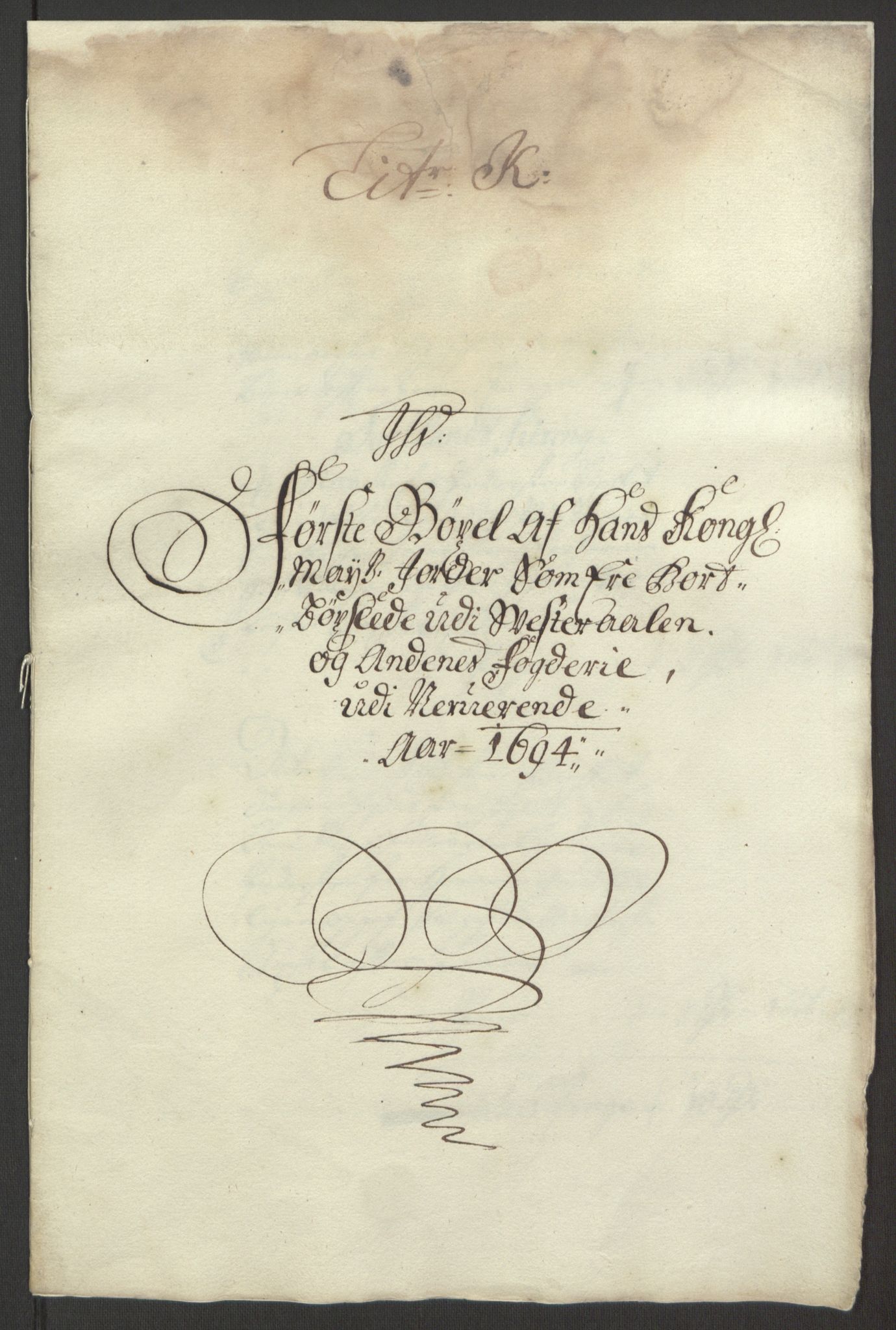 Rentekammeret inntil 1814, Reviderte regnskaper, Fogderegnskap, AV/RA-EA-4092/R67/L4677: Fogderegnskap Vesterålen, Andenes og Lofoten, 1694-1695, p. 141